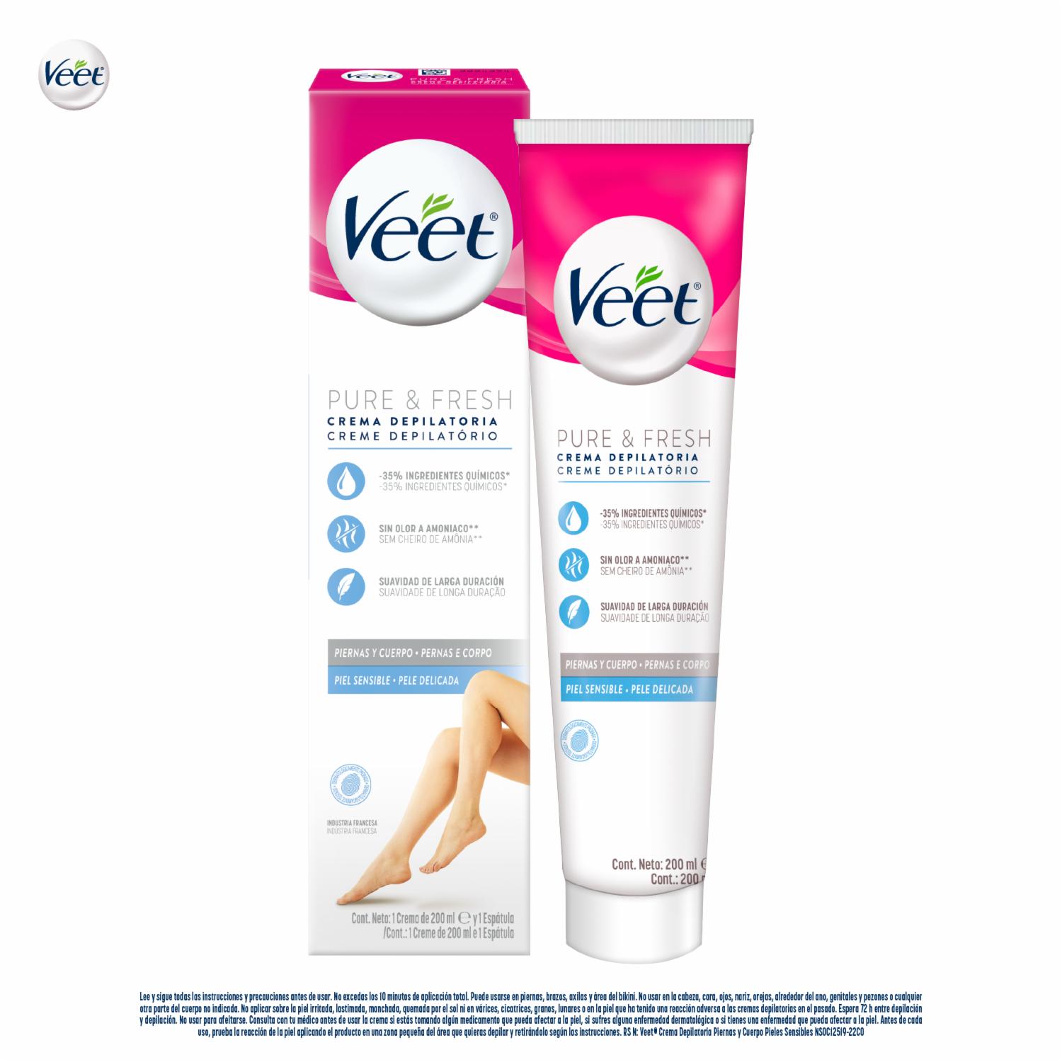 Crema Depilatoria Corporal Para Piel Sensible Pure Y Fresh VEET 200 Ml