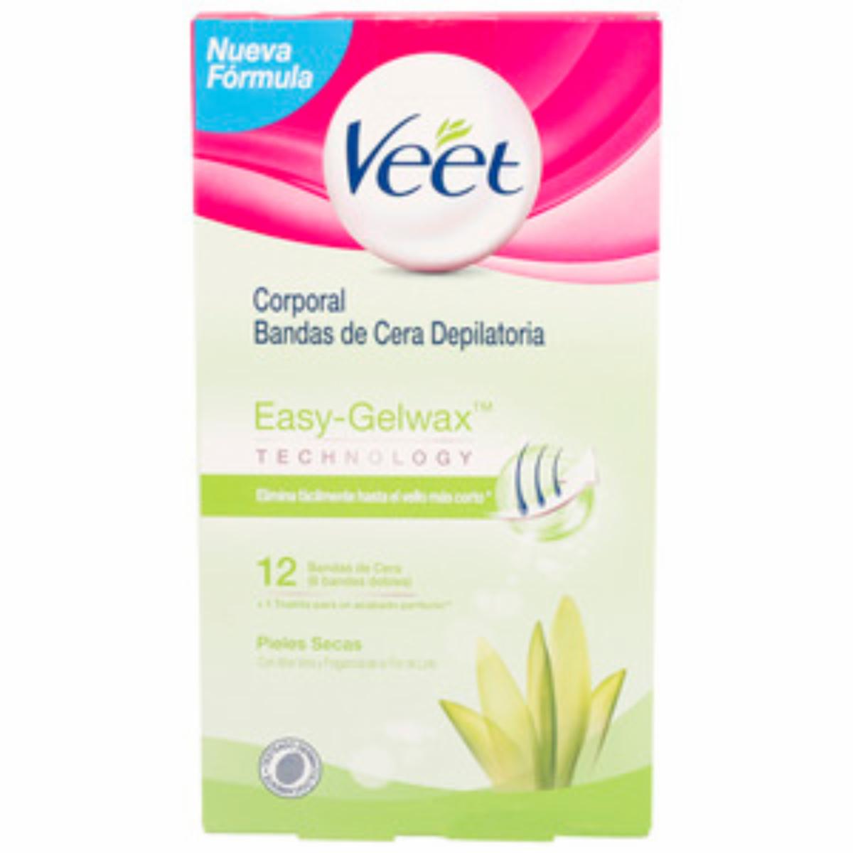 Bandas Depilatorias De Cera Fría Piel Seca VEET 12 Uds
