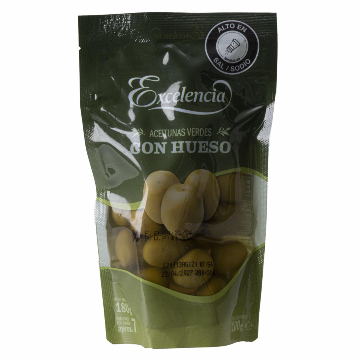 Aceitunas Verdes Con Hueso EXCELENCIA 180  G