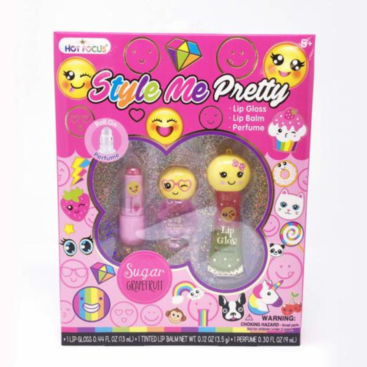 Set De Maquillaje Para Niñas Labial+Gloss+Mini Perfume HOT FOCUS Unidad