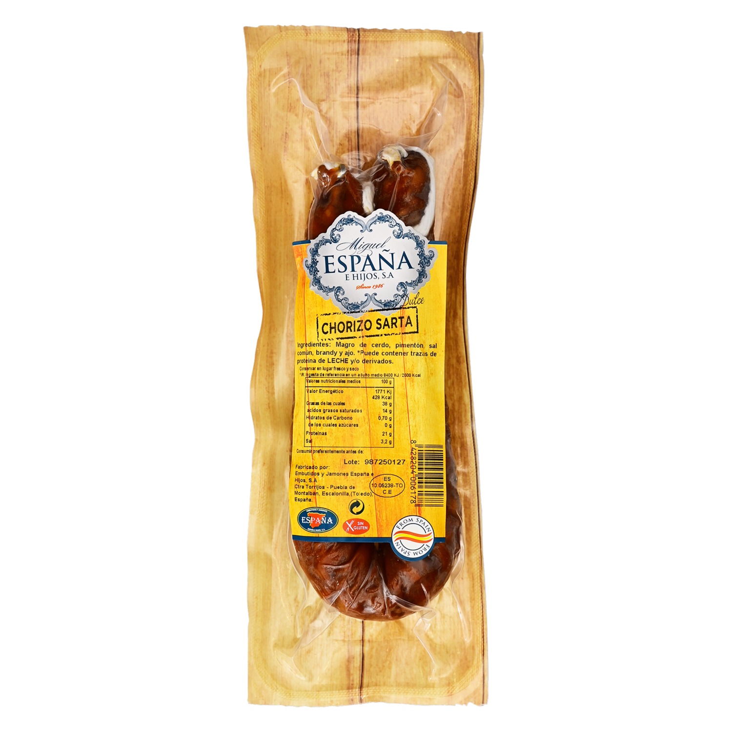Chorizo Frío Sarta Dulce. MIGUEL ESPAÑA E HIJOS 200 G