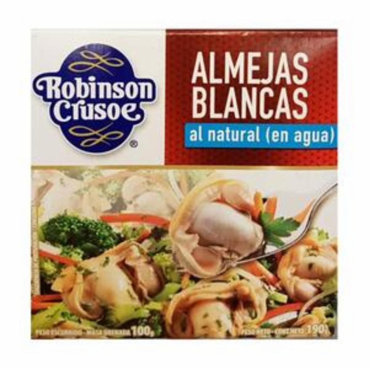 Almejas Blancas Al Natural En Agua ROBINSON CRUSOE 190 G