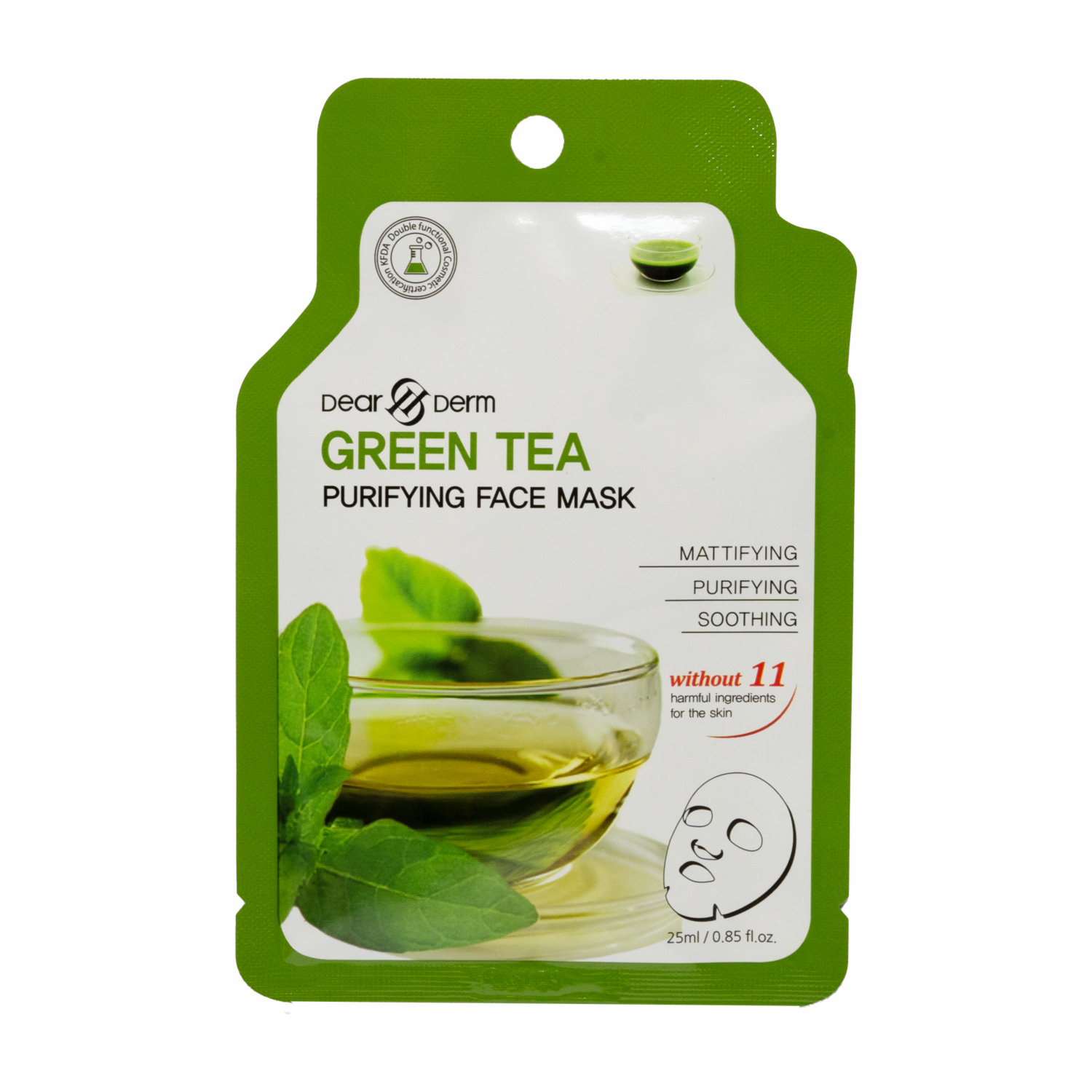 Mascarilla Facial De Te Verde DEAR DERM Por 25Ml / .85Fl