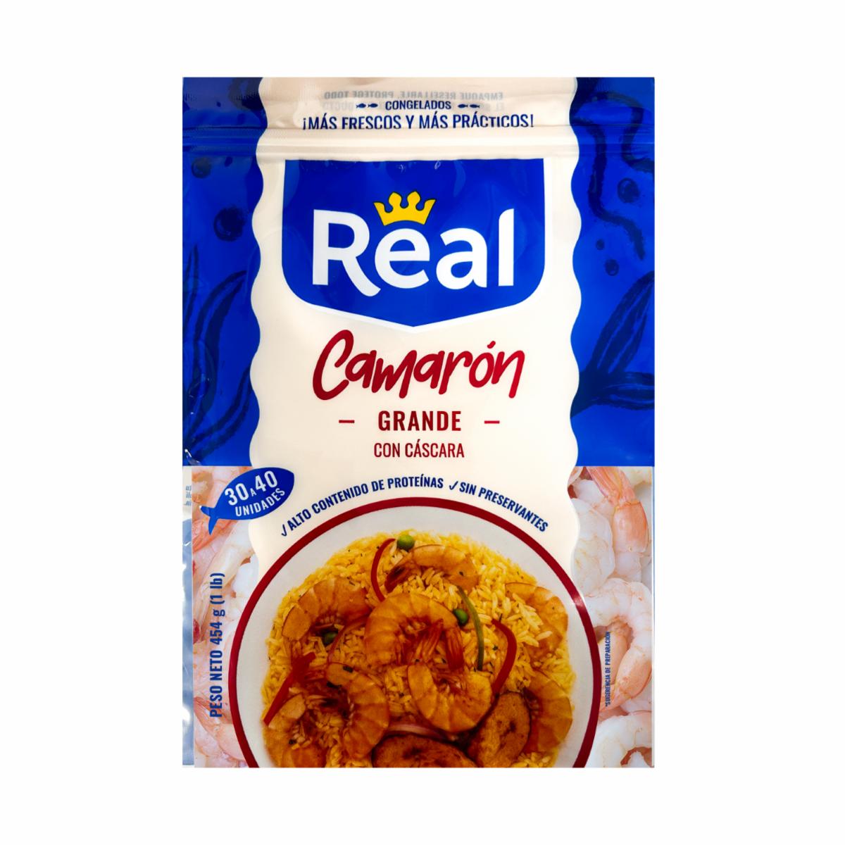 Camarón Congelado Grande Con Cáscara REAL 454 G