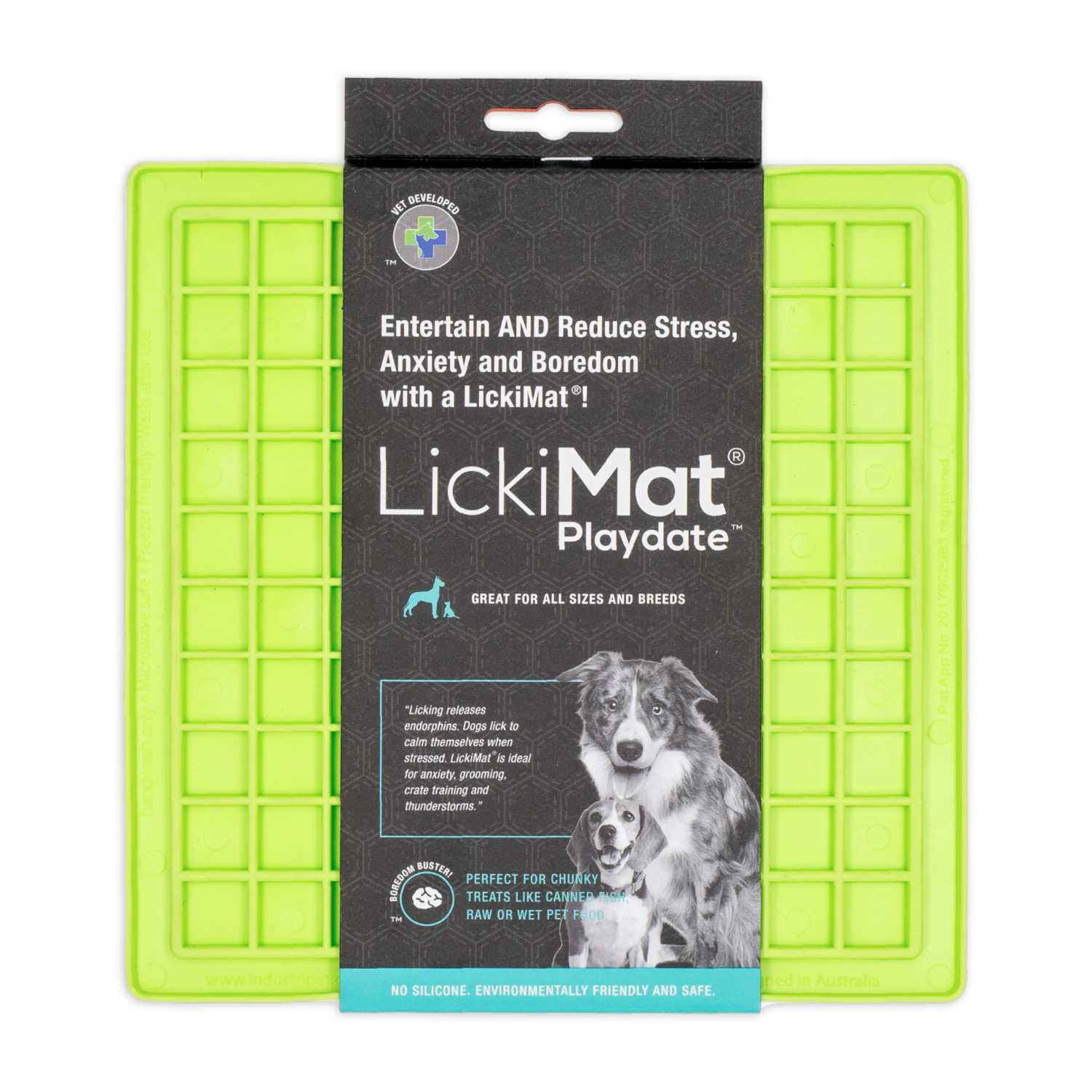 Tapete De Mascota Para Untar Comida  De Cuadritos Color Verde LICKIMAT Mediano