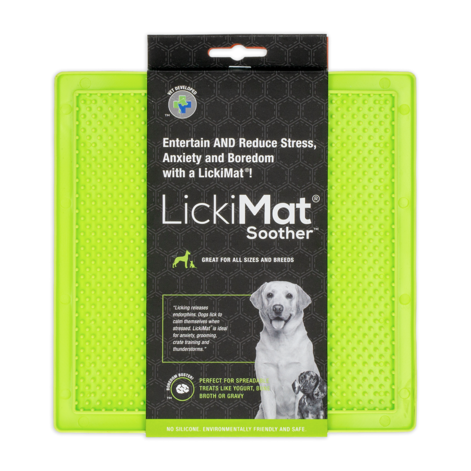 Tapete De Mascota Para Untar Comida De Puntos Color Verde LICKIMAT Mediano