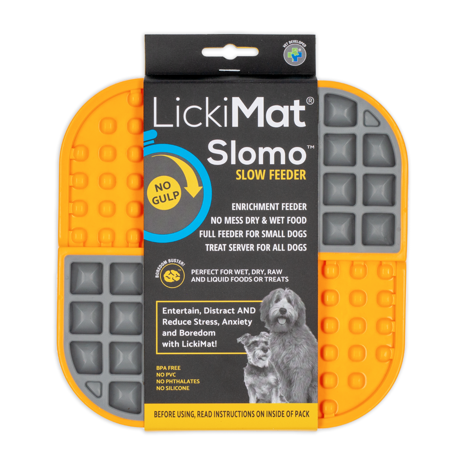 Tapete De Mascota Para Untar Comida Color Naranja LICKIMAT Mediano