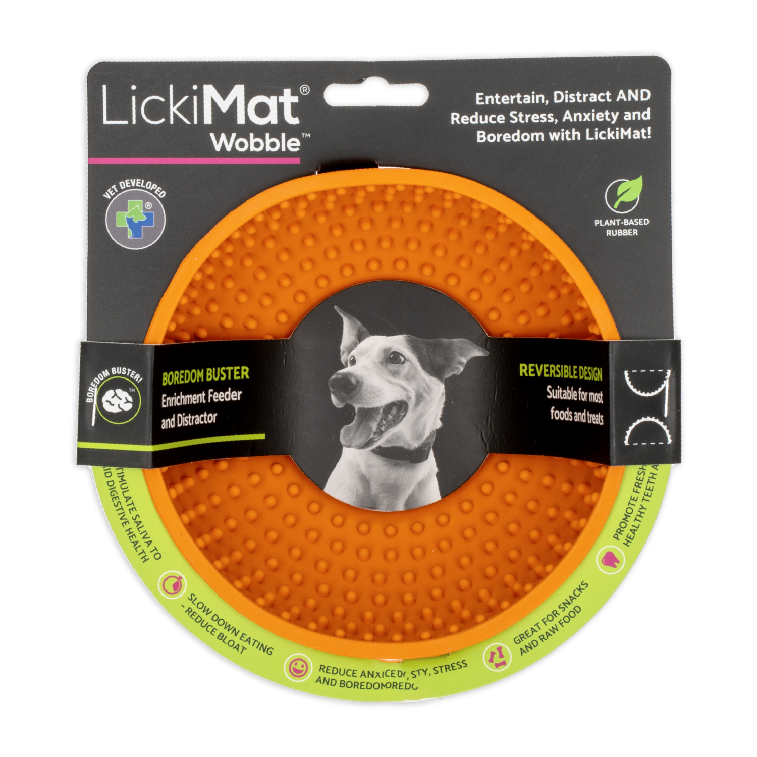 Tazón Para Mascota Para Untar Comida Color Naranja LICKIMAT Mediano