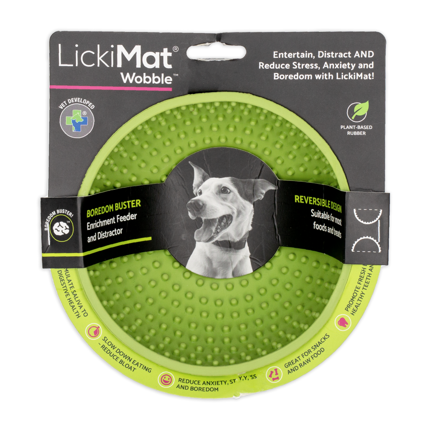 Tazón Para Mascota Para Untar Comida Color Verde LICKIMAT Mediano