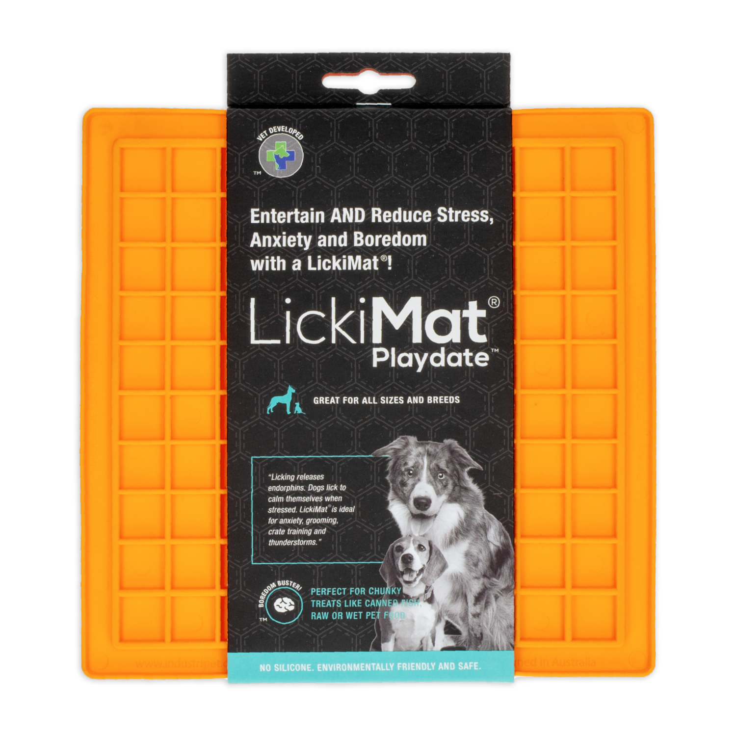 Tapete De Mascota Para Untar Comida Color Naranja LICKIMAT Mediano