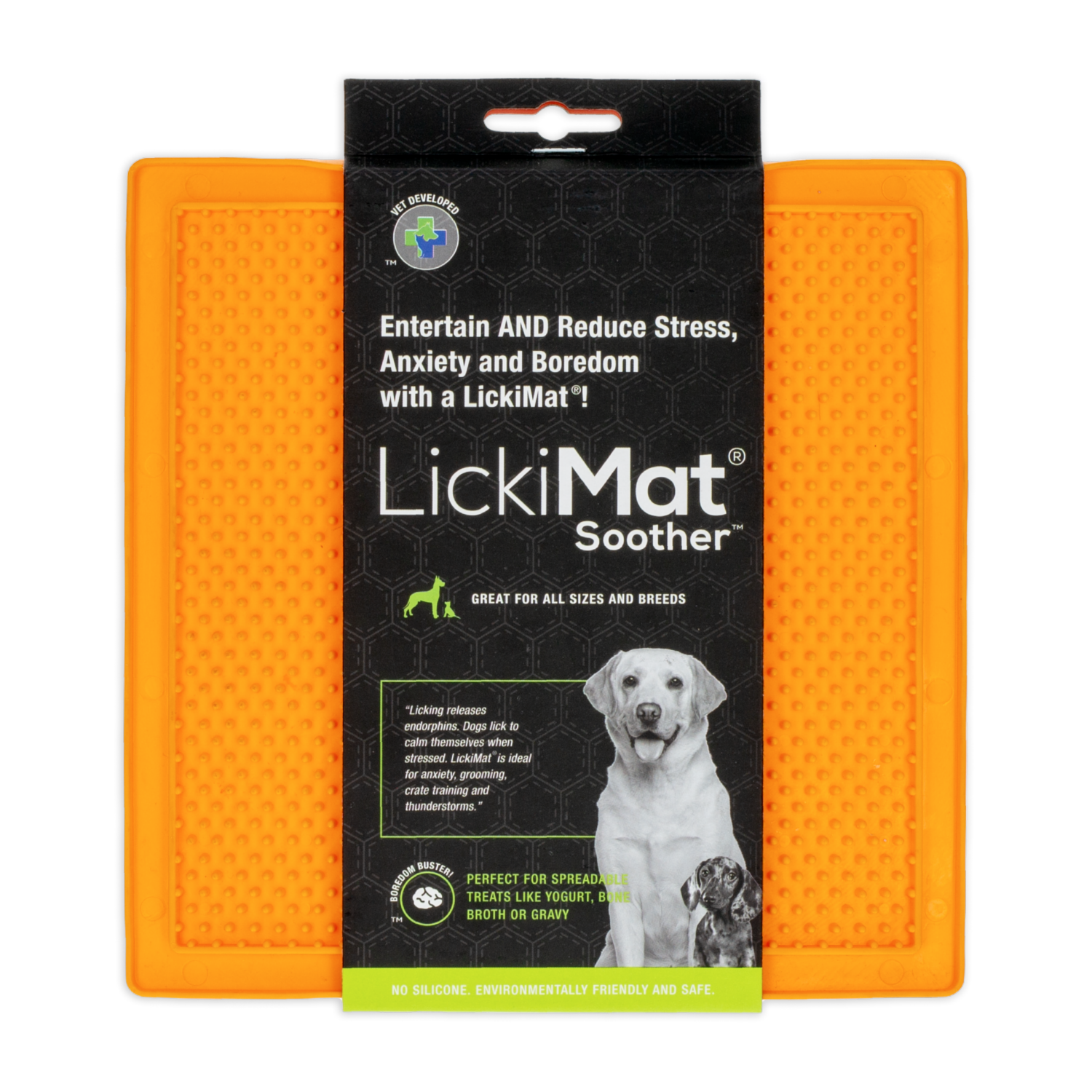 Tapete De Mascota Para Untar Comida Color Naranja LICKIMAT Mediano