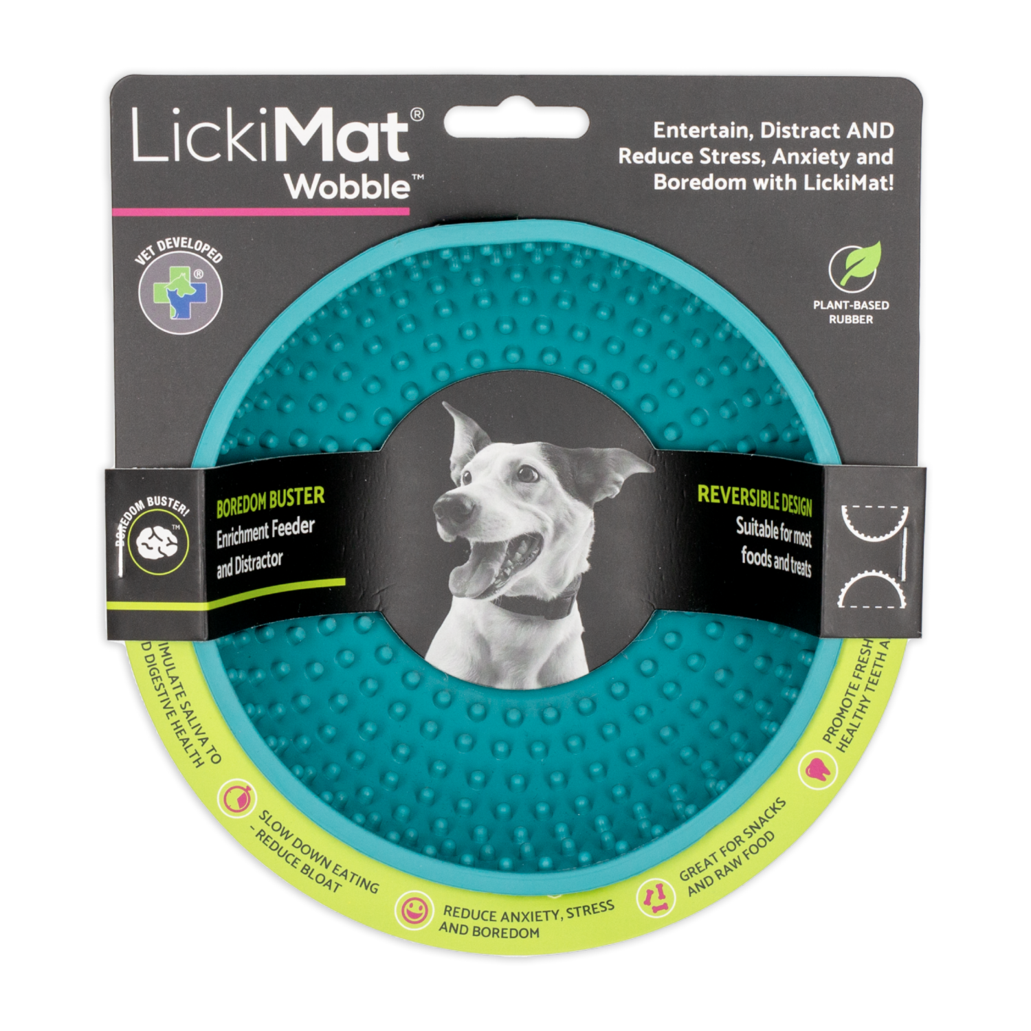Tazon De Mascota Para Untar Comida Color Turquesa LICKIMAT Mediano
