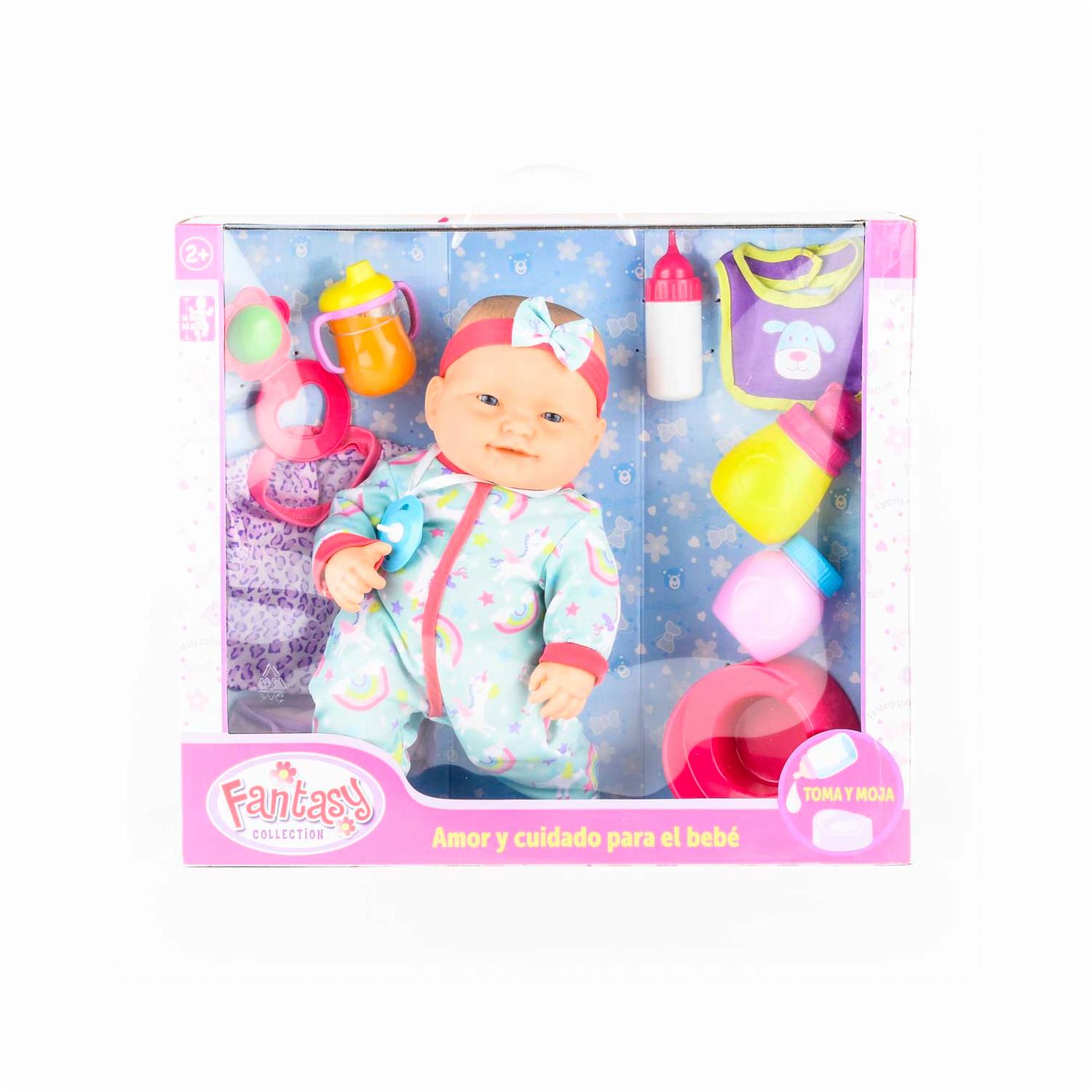 Muñeca Bebé Toma Y Hace Pipi FANTASY Incluye Accesorios