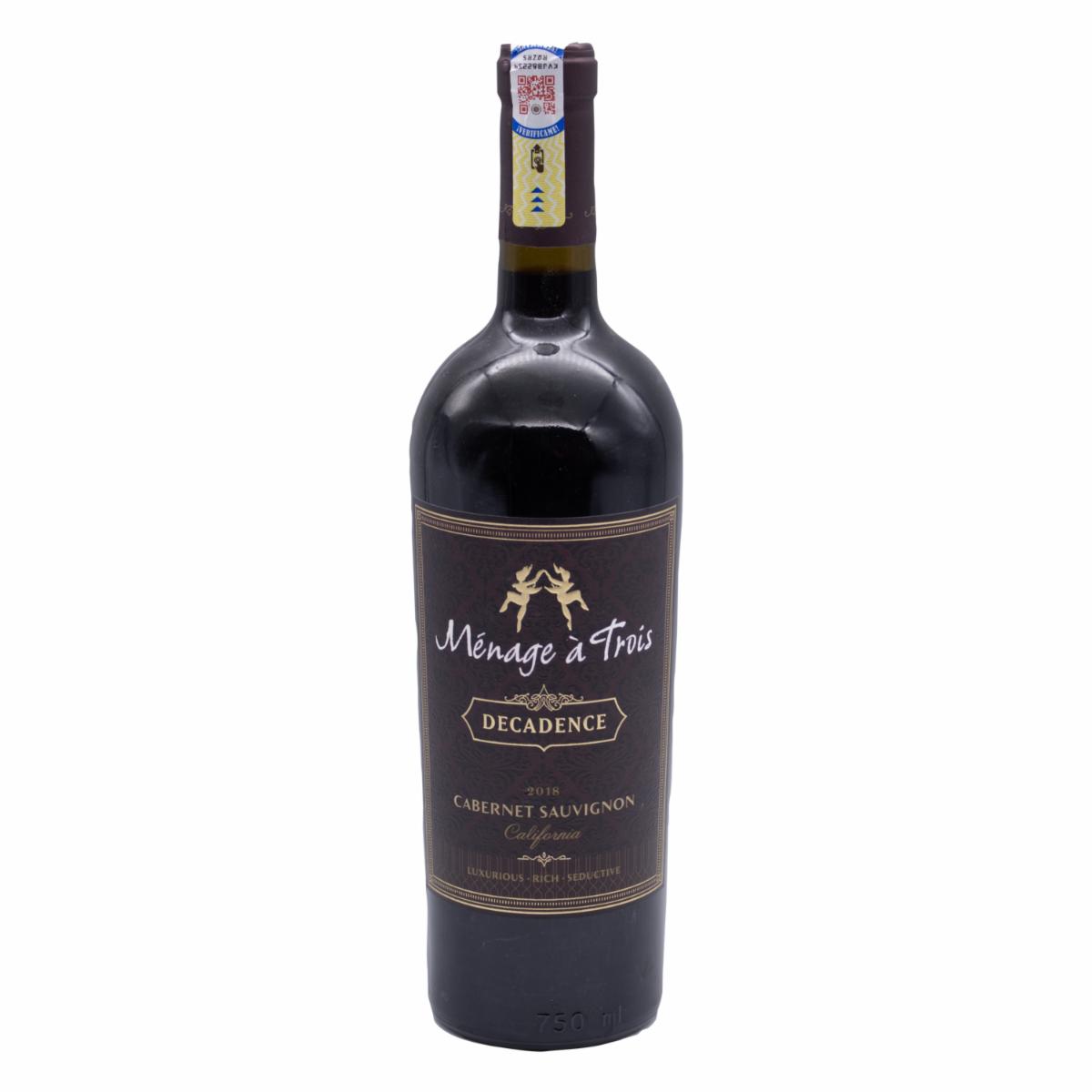 Vino Tinto Decadence Cabernet Sauvignon MÉNAGE Á TROIS 750 Ml