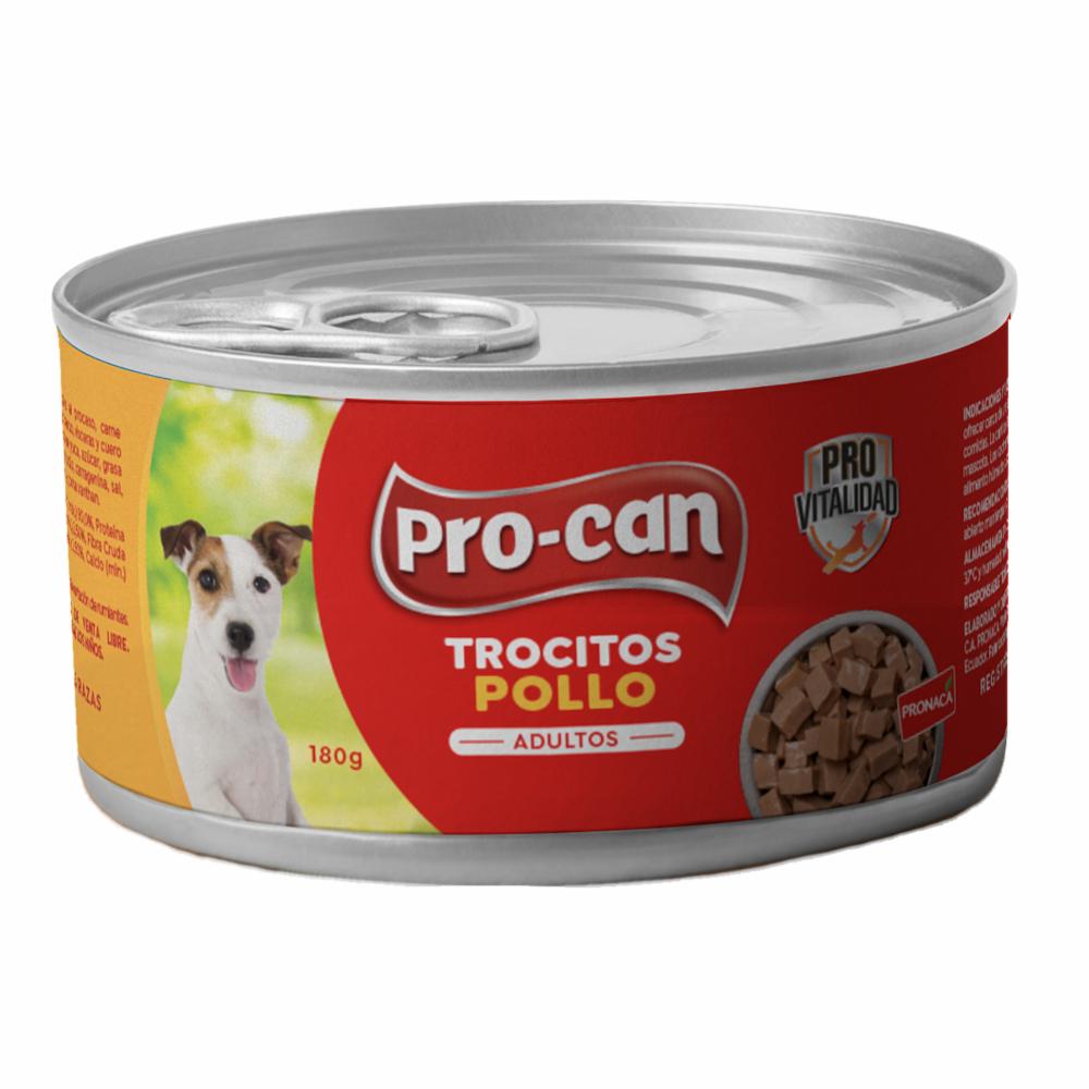 Pollito Pro Alimento Húmedo Para Perros Adultos Pollo PRO-CAN TROCITOS 180 G ...