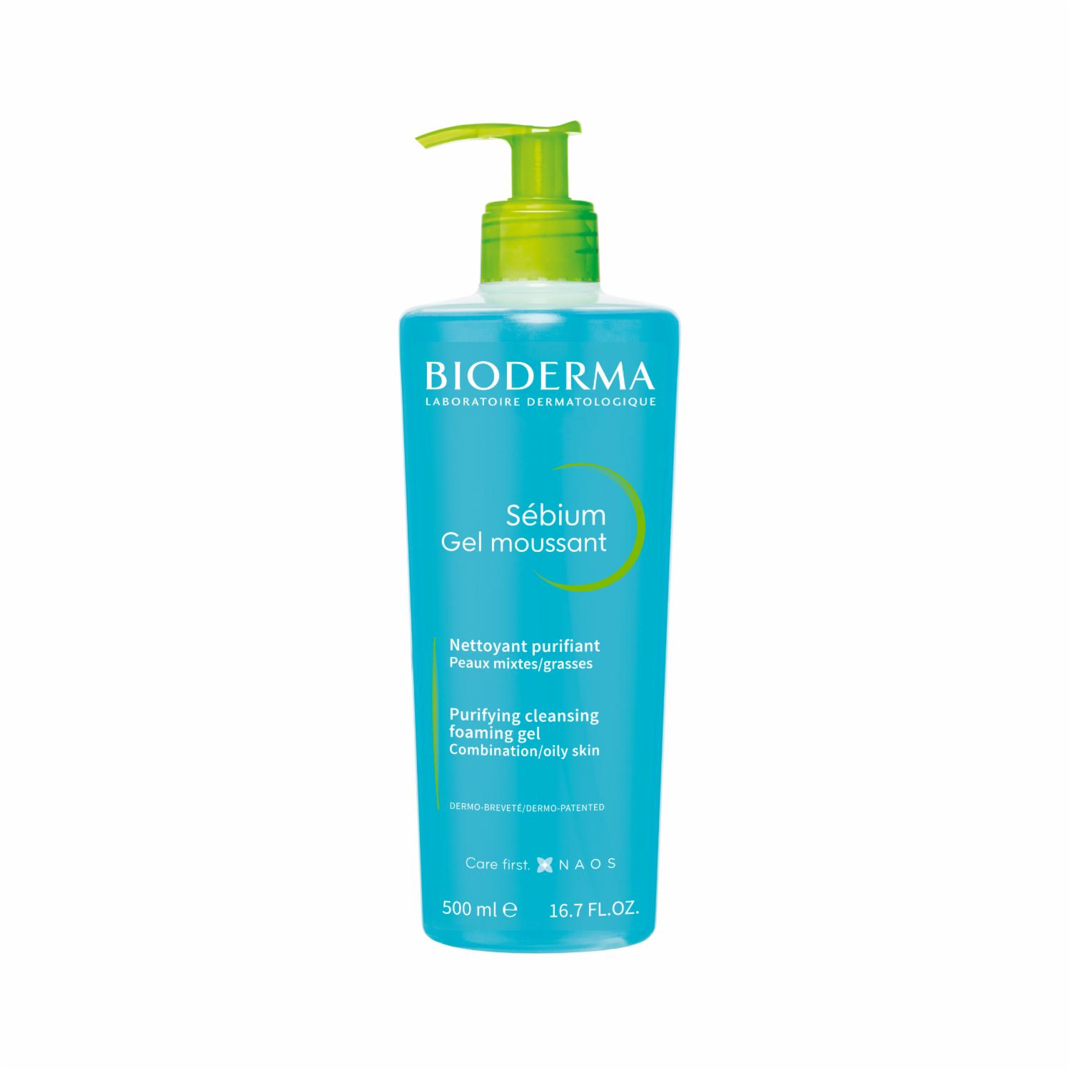 Limpiador Facial En Gel Piel Mixta Grasa Sébium Moussant BIODERMA 500 Ml