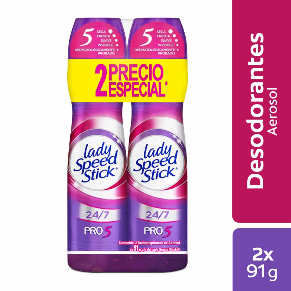 Desodorante En Aerosol Para Mujer Pro 5 En 1 LADY SPEED STICK 2 X 91 G