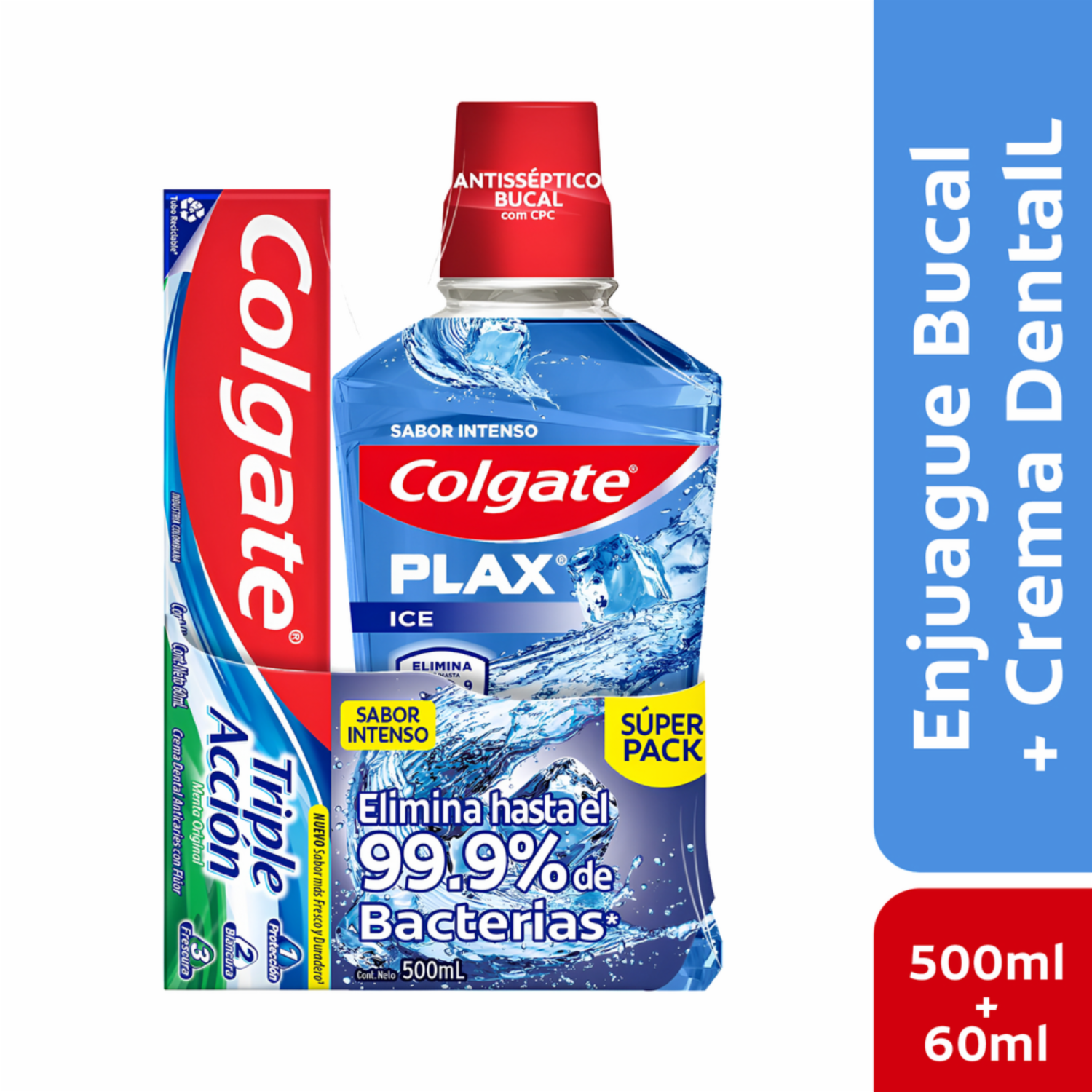 Enjuague  Bucal Plax + Colgate Triple Acción COLGATE 500Ml +60 Ml
