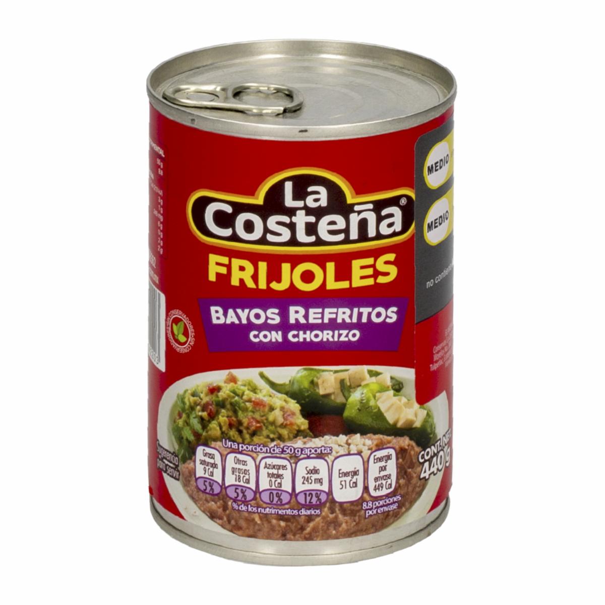 Frijoles Bayos Refritos Con Chicharrón LA COSTEÑA 440 G