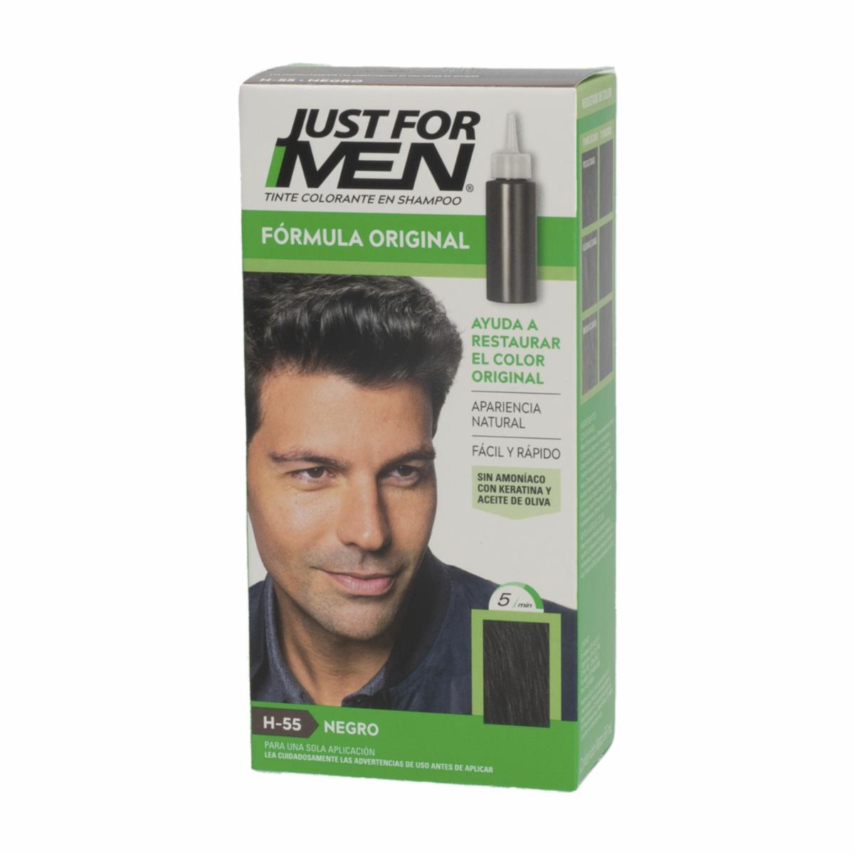Tinte De Cabello En Shampoo Sin Amoníaco N° H-55 Negro JUST FOR MEN 1 Kit
