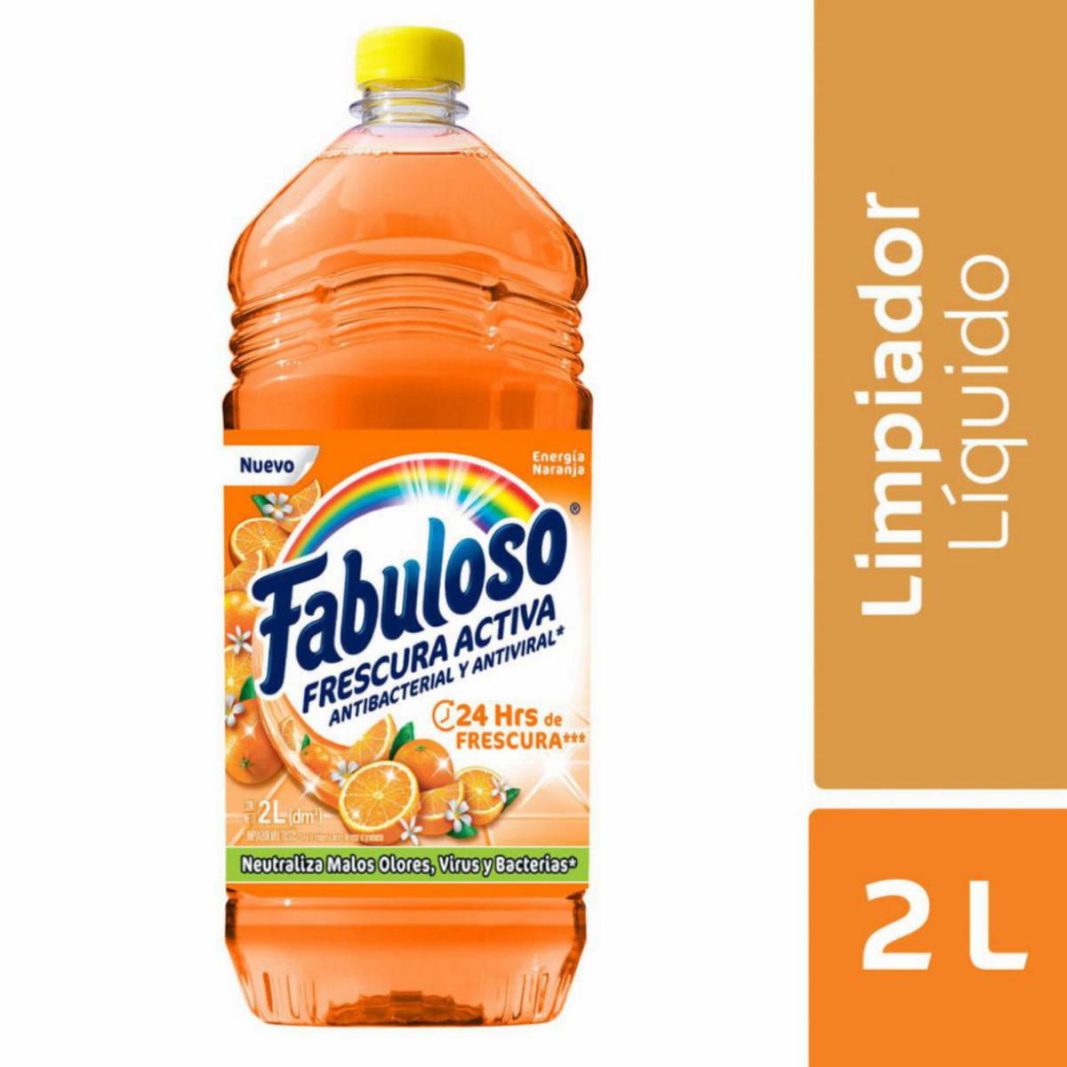 Limpiador Líquido Antibacterial Desinfectante Energía Naranja FABULOSO 2 L