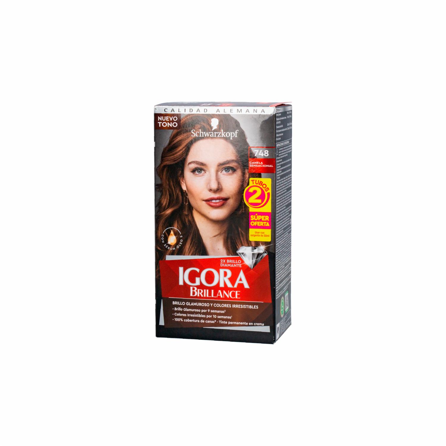 Tinte De Cabello Doble Tubo 748 Canela Sensa IGORA BRILLANCE Unidad