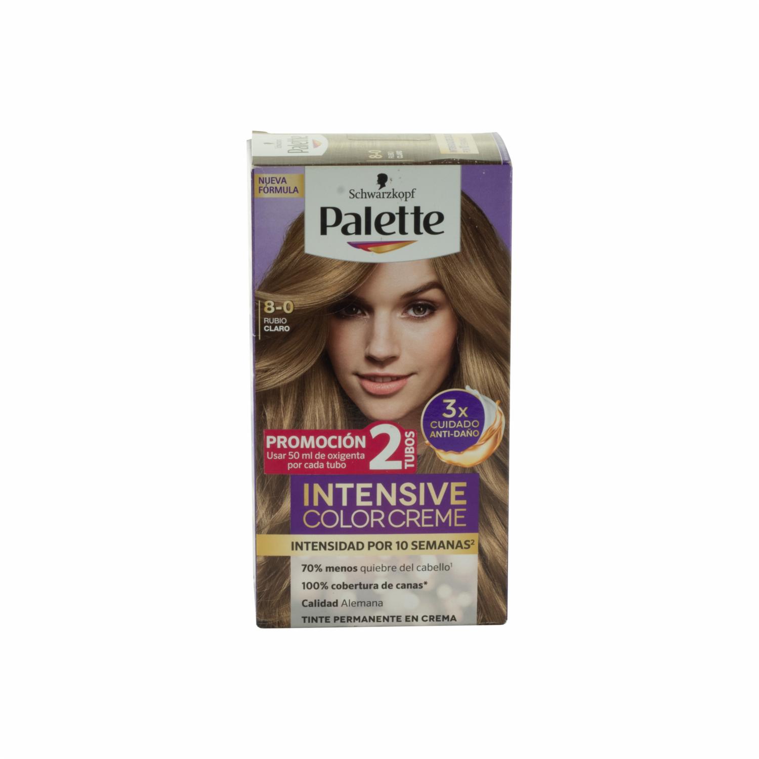 Tinte De Cabello Doble Tubo Cc 8-0 Rubio Claro PALETTE 110 Ml