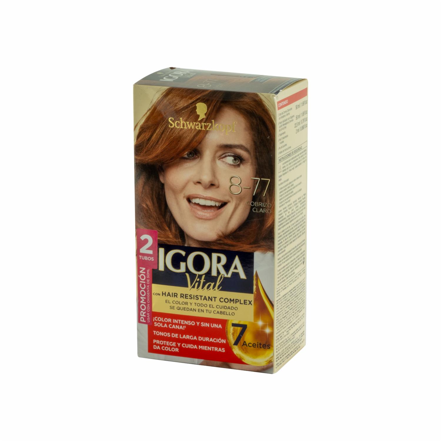 Tinte De Cabello Tono Cobrizo 8-77 Doble Tubo IGORA VITAL Unidad