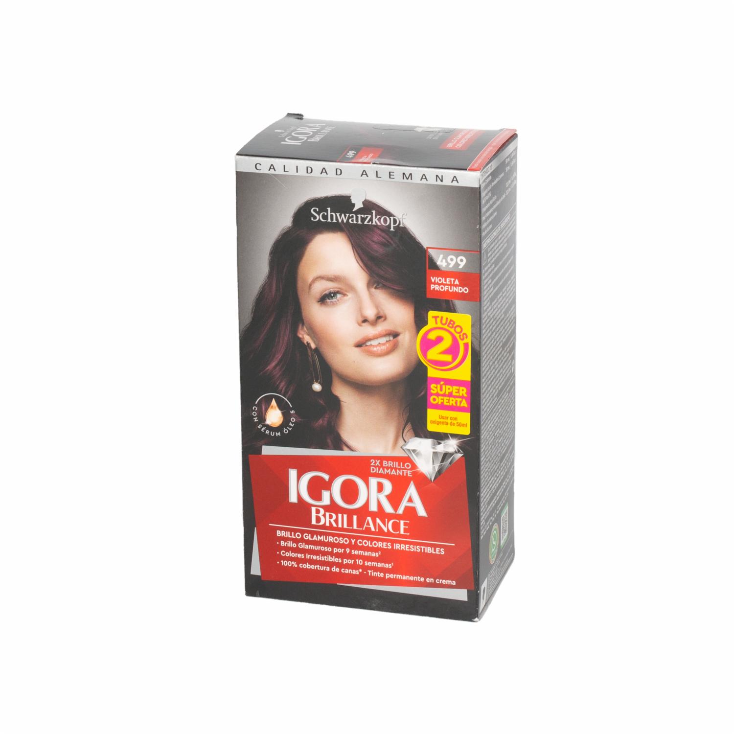 Tinte De Cabello Doble Tubo Violeta Profundo 499 IGORA BRILLANCE Unidad