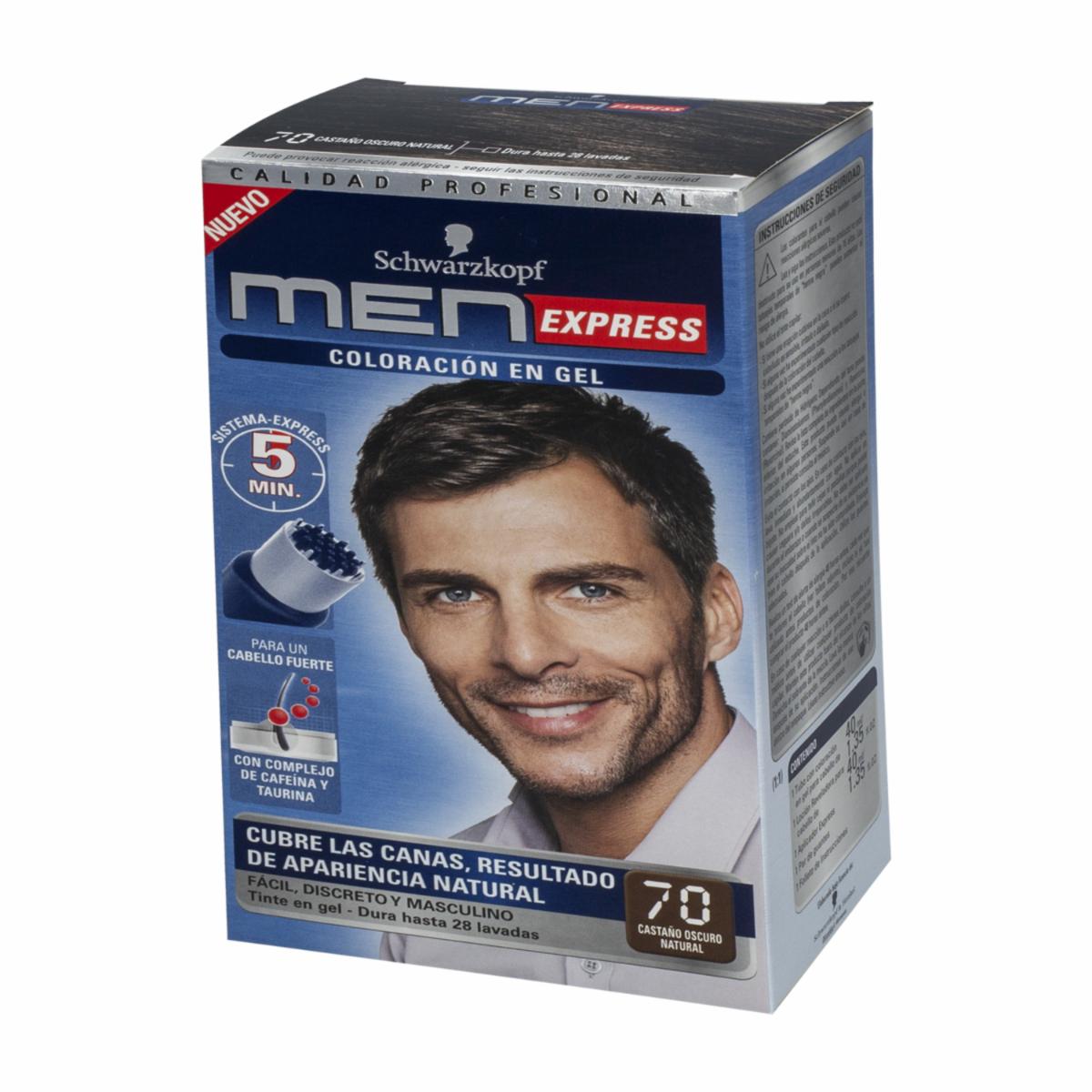 Tinte De Cabello En Gel Sin Amoníaco N° 70 Castaño Oscuro Natural MEN EXPRESS 1 Kit