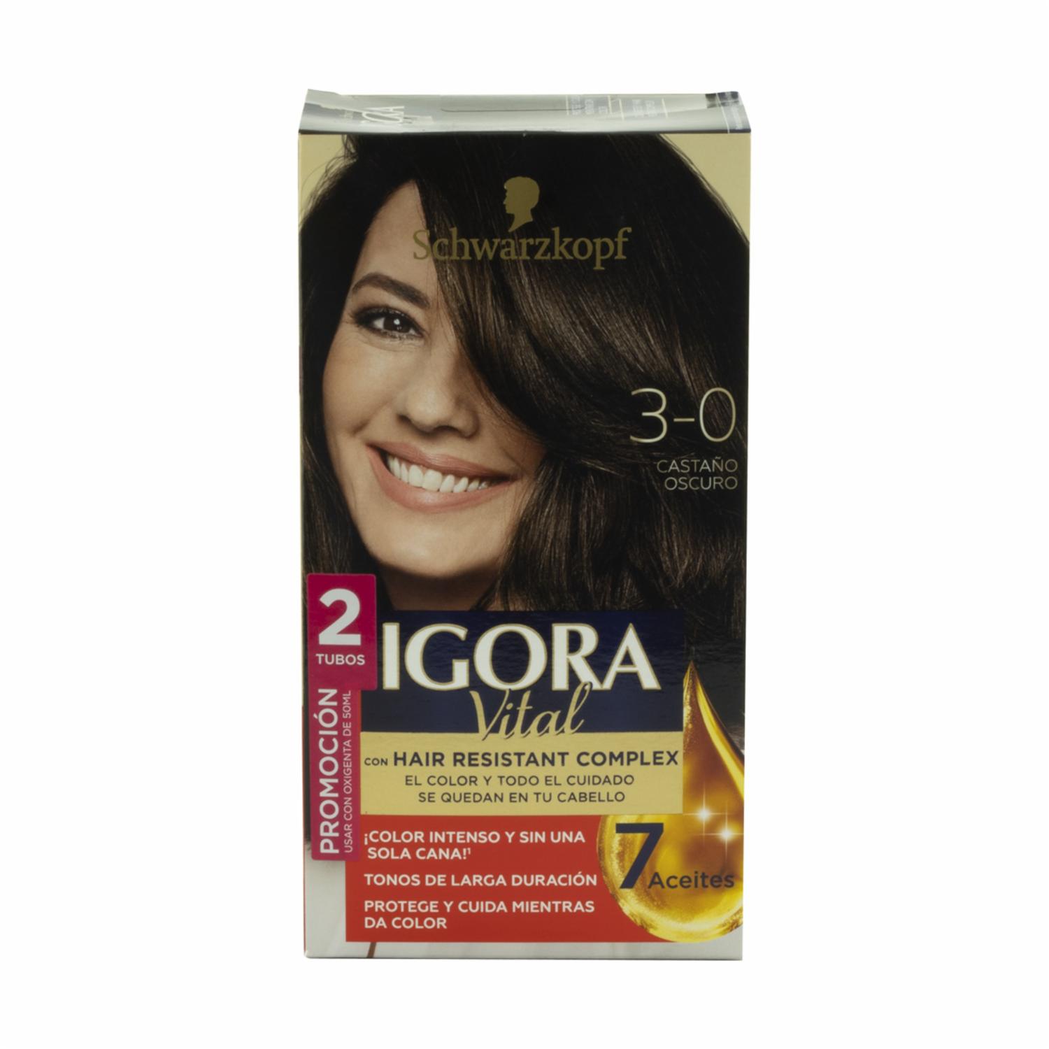 Tinte De Cabello Doble Tubo Castaño 3-0 IGORA VITAL Unidad