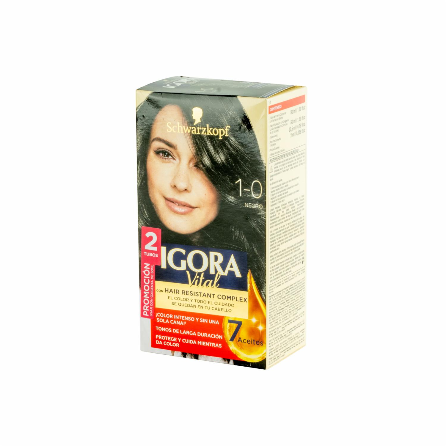 Tinte De Cabello Doble Tubo Negro 1-0 IGORA VITAL Unidad