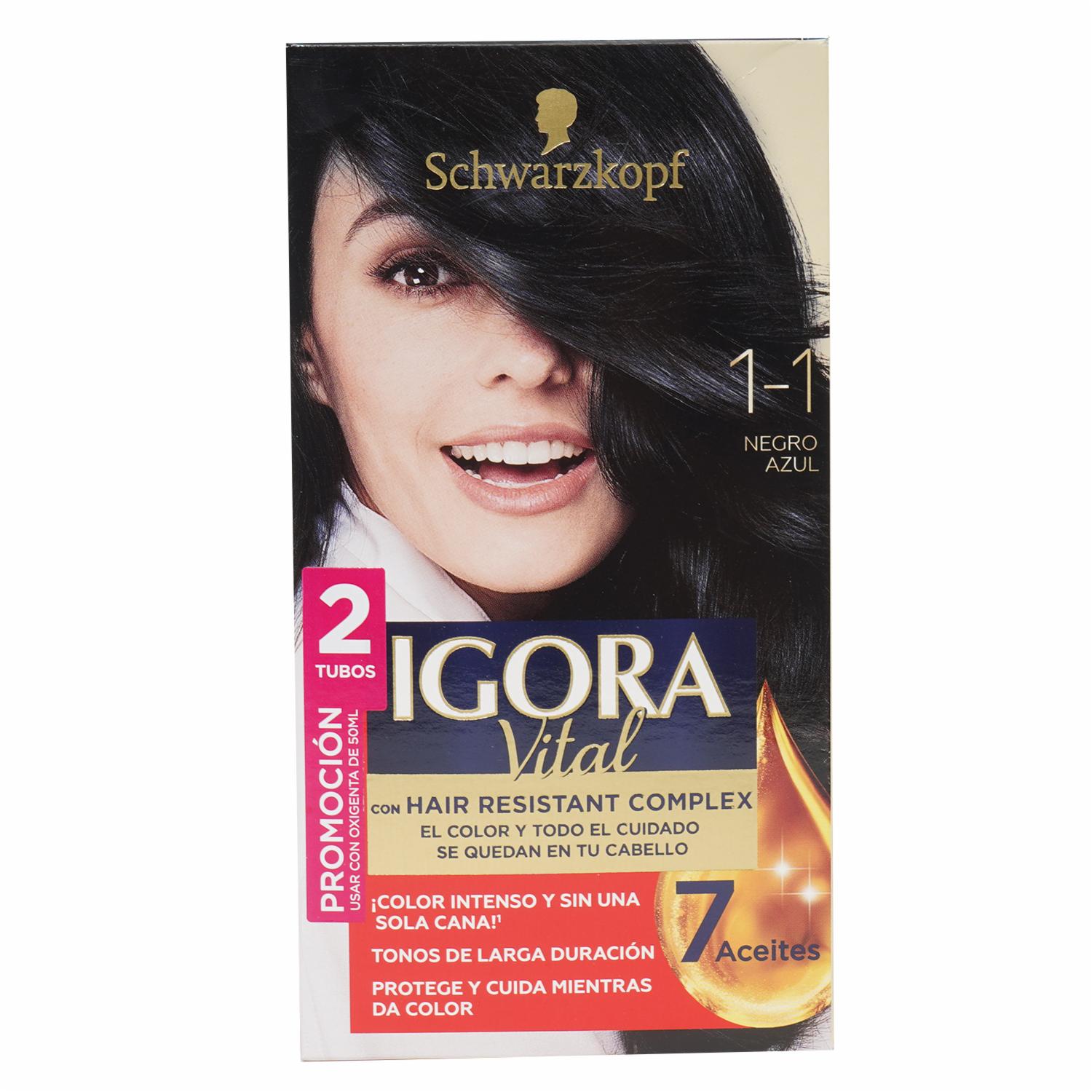 Tinte De Cabello Capilar Doble Tubo 1.1 Negro Azulado IGORA BRILLANCE Unidad