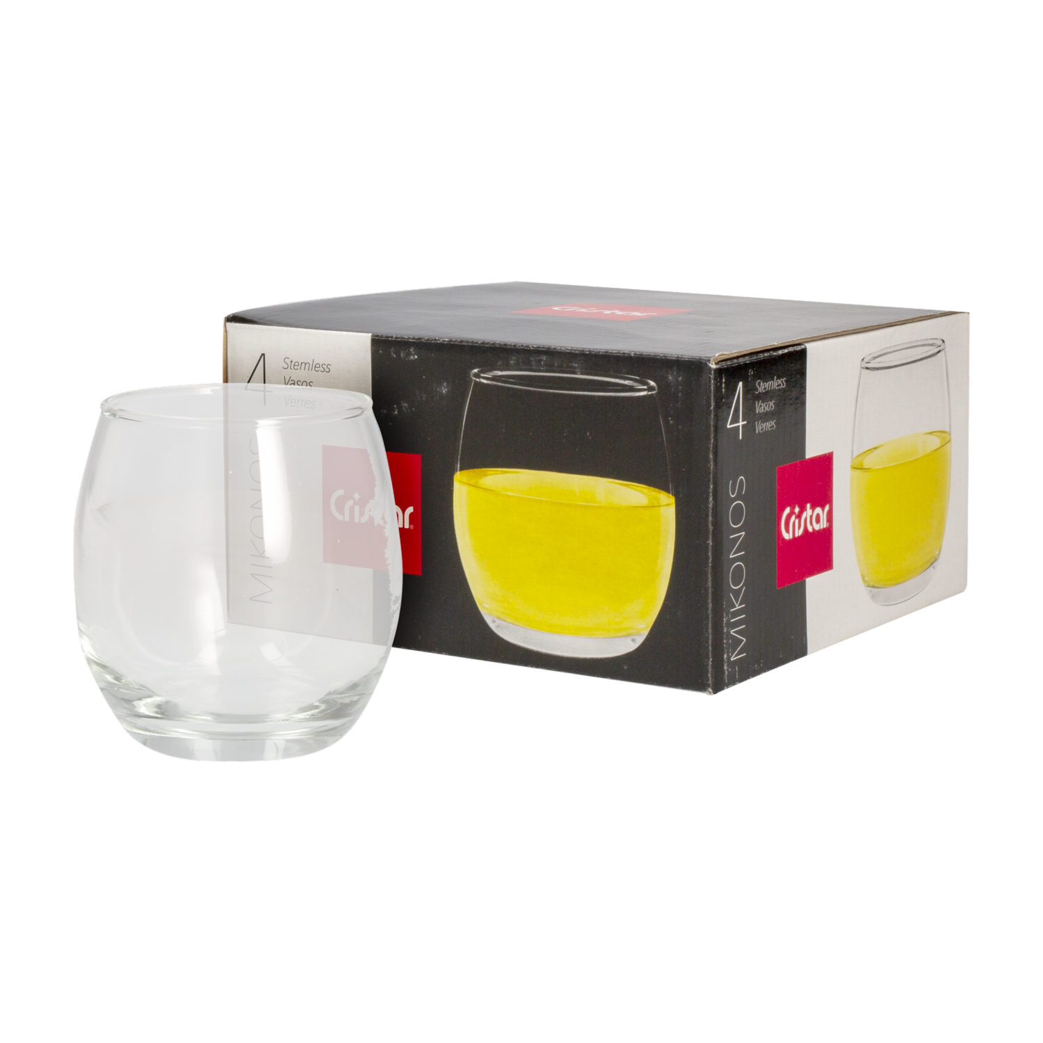 Set De Vasos Mikonos Rocks 4X350 Ml CRISTAR 0453EL4HE