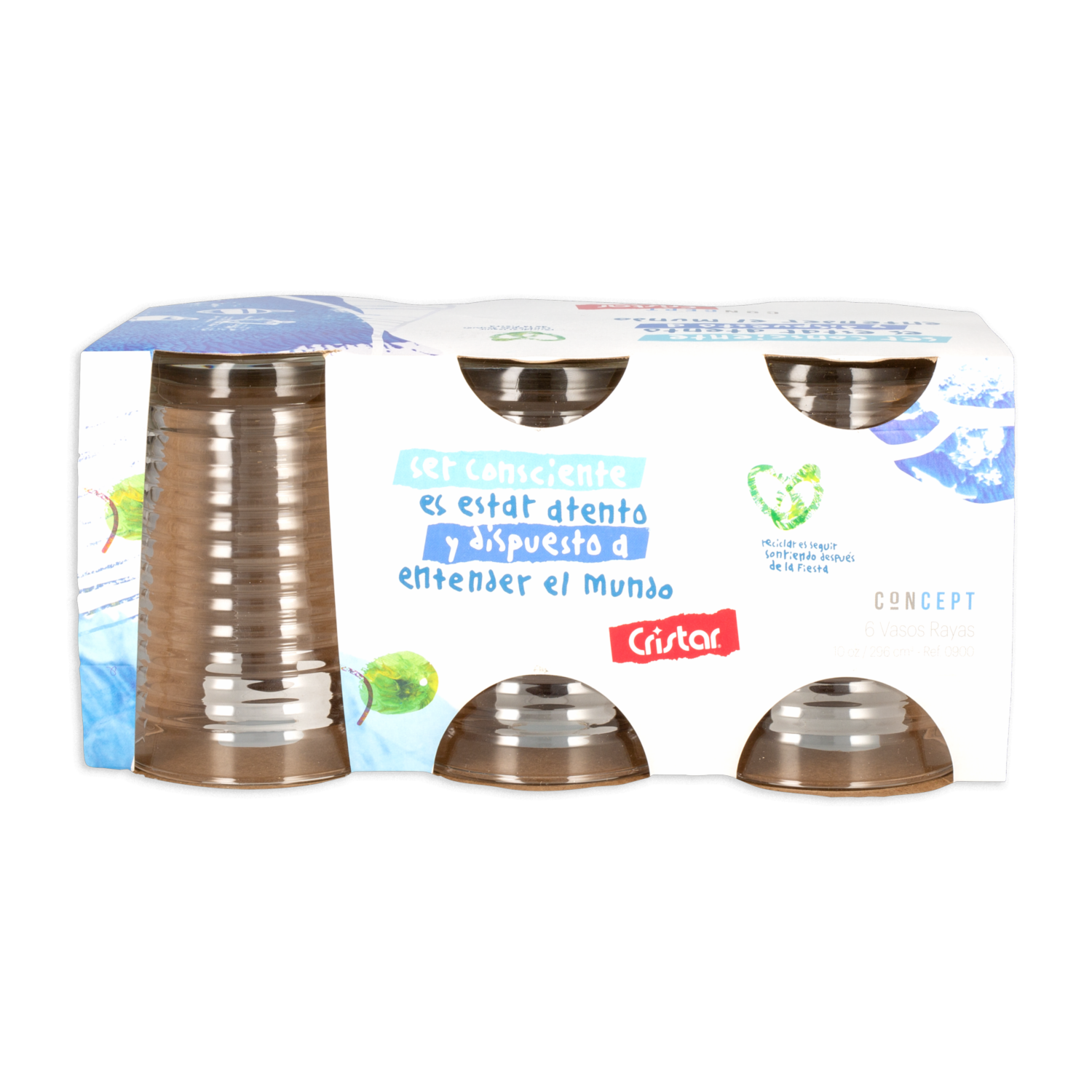 Set De Vasos Concept Rayas 6X295 Ml CRISTAR 0900CL6CPT23