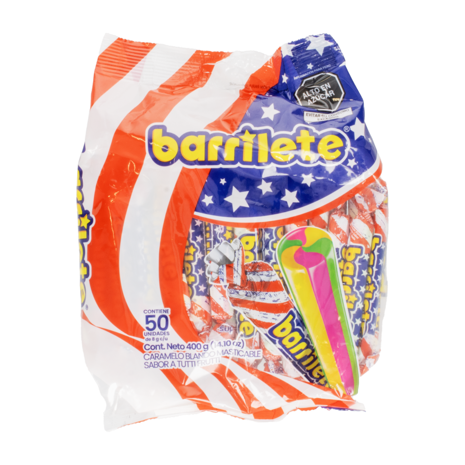 Caramelo Masticables Sabor Tutti Frutti BARRILETE 400 G