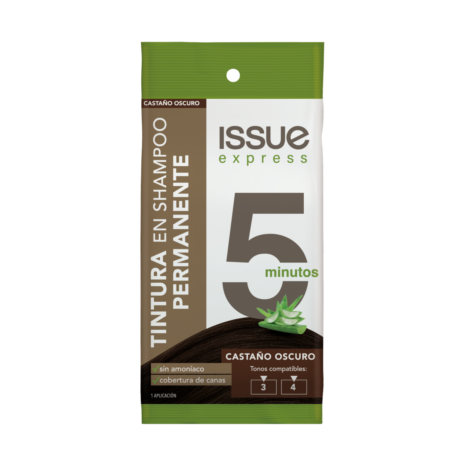 Tinte De Cabello En Shampoo Express 5 Minutos Sin Amoníaco Tono Castaño ISSUE 25 Ml