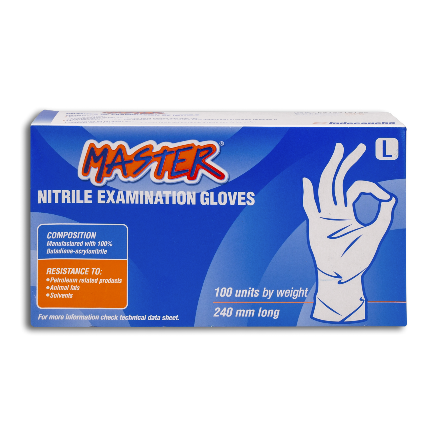 Guantes De Examinación De Nitrilo Talla L MASTER X 100 Uds