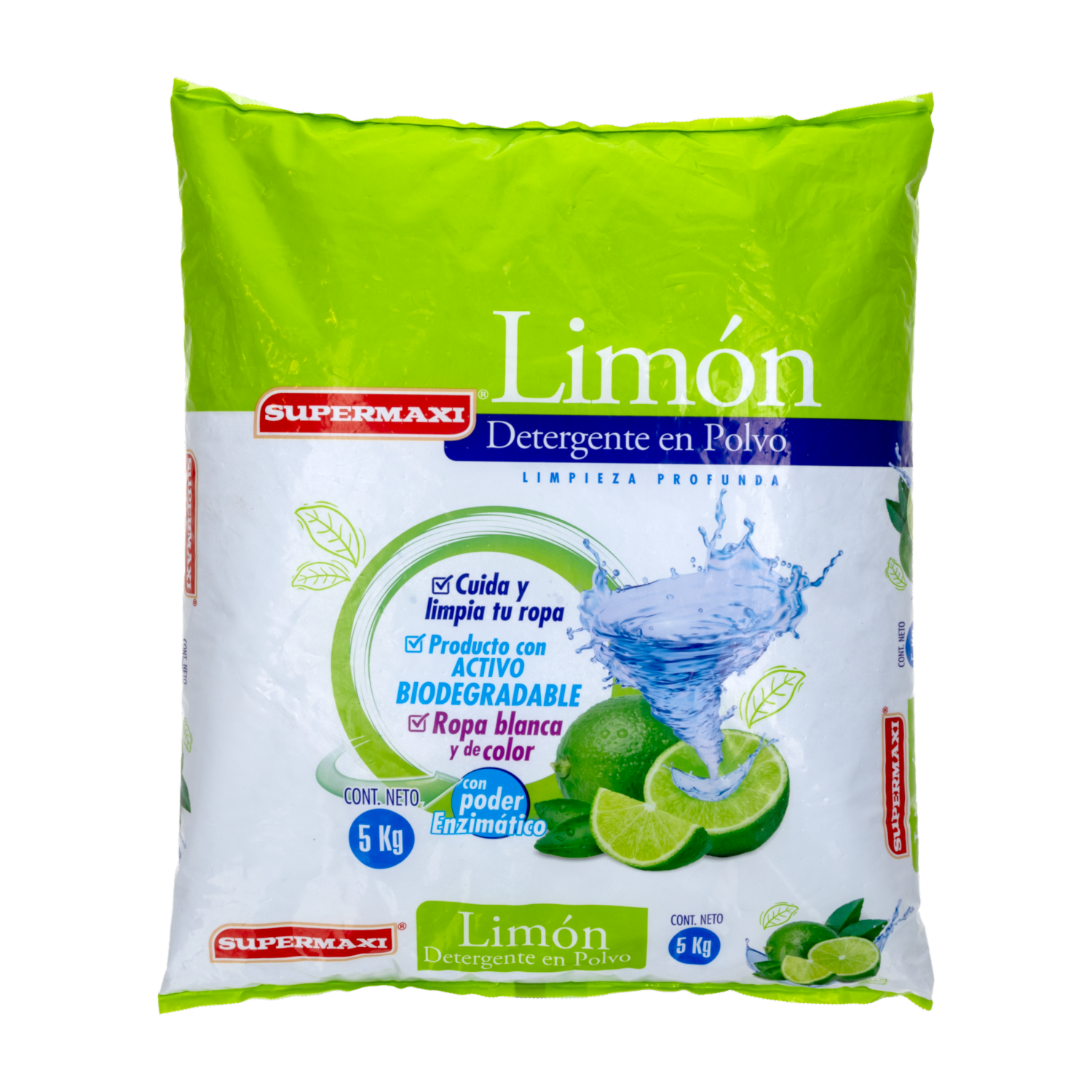 Detergente En Polvo Mejorado Limón SUPERMAXI 5000 G