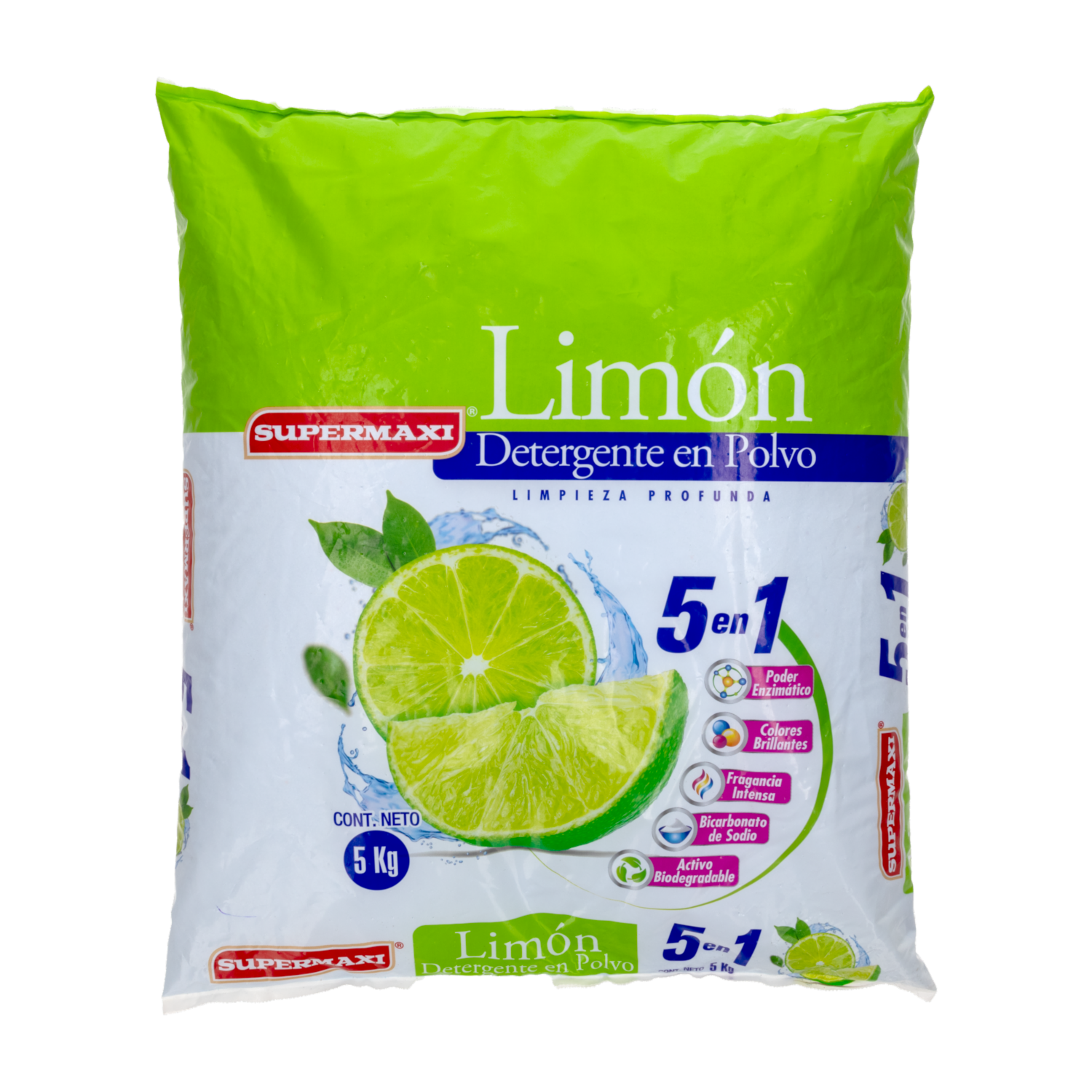 Detergente En Polvo 5 en 1 Limón SUPERMAXI 5000 G