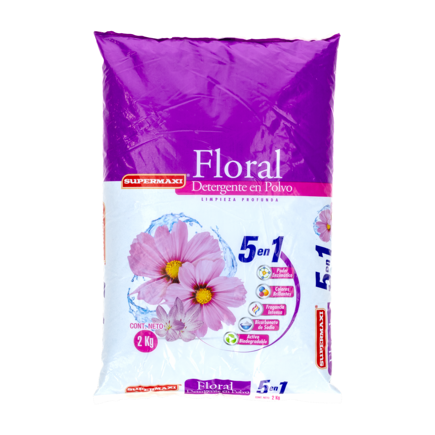 Detergente En Polvo 5 en 1 Floral SUPERMAXI 2000 G