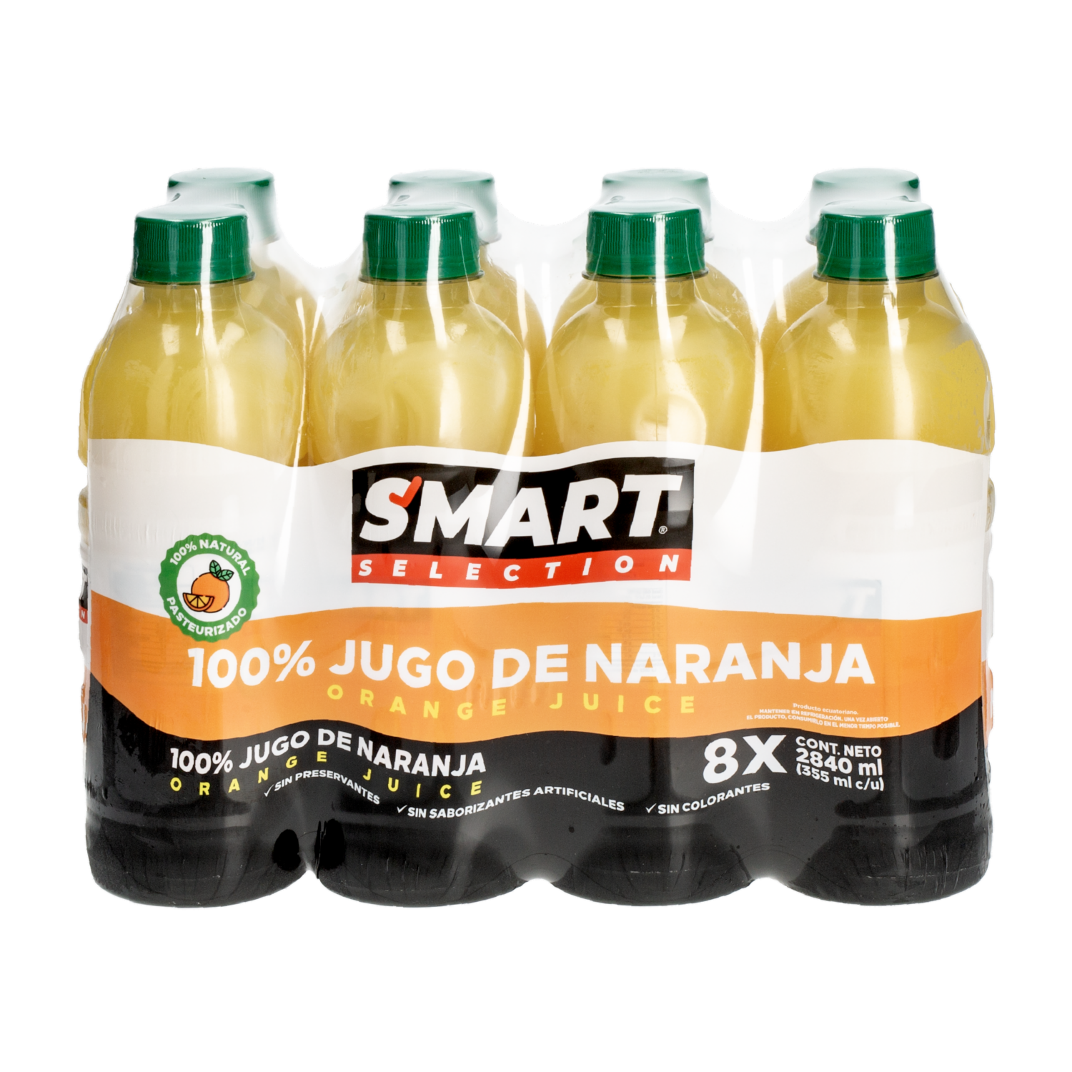 Pack Jugo De Naranja 100% Natural Sin Conservantes SMART SELECTION 8 X 355 Ml