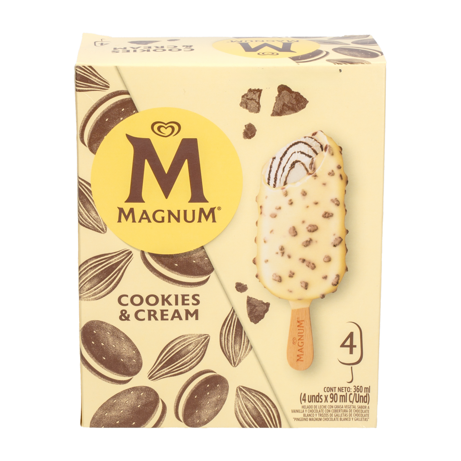 Helado Magnum Cookies And Cream PINGÜINO 4 X 90 Ml