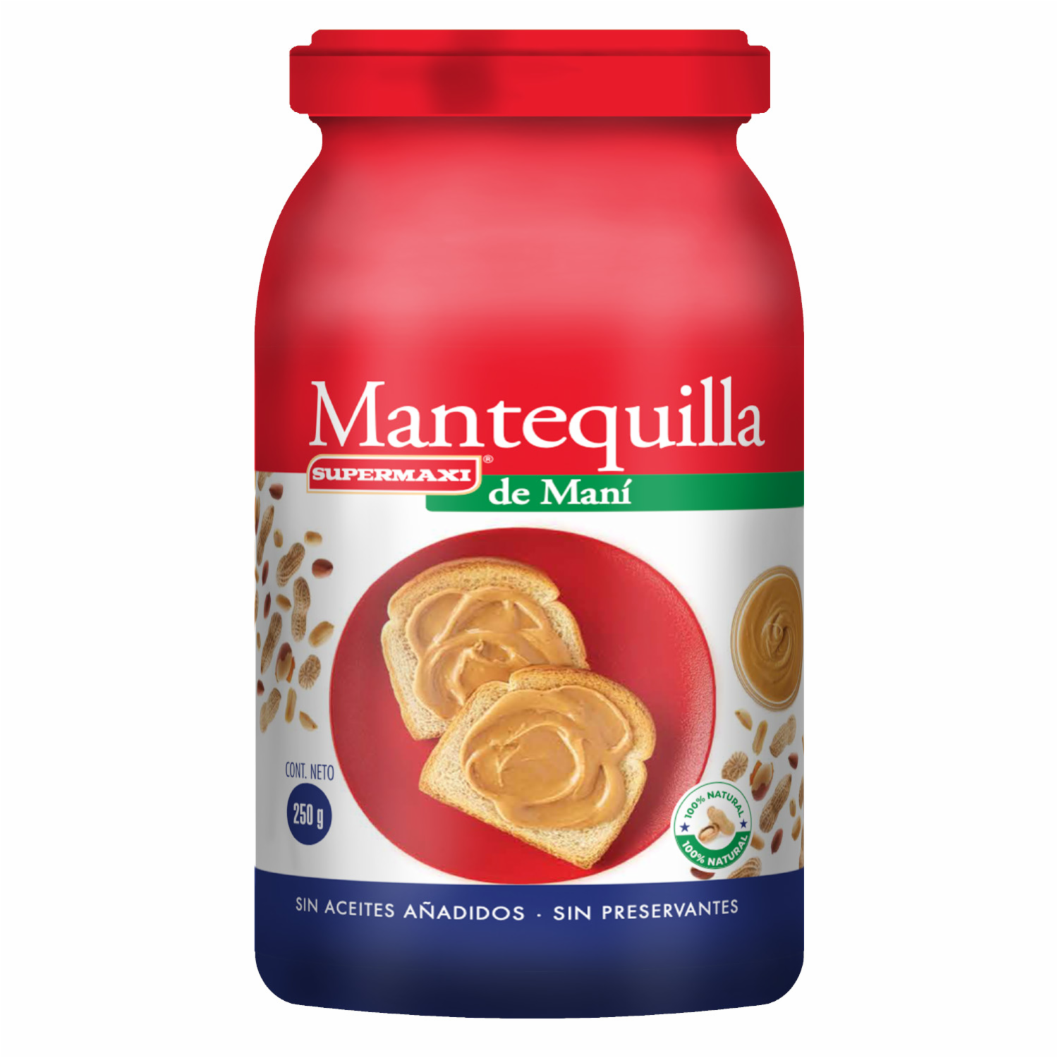 Mantequilla De Maní Natural SUPERMAXI 250 Ml