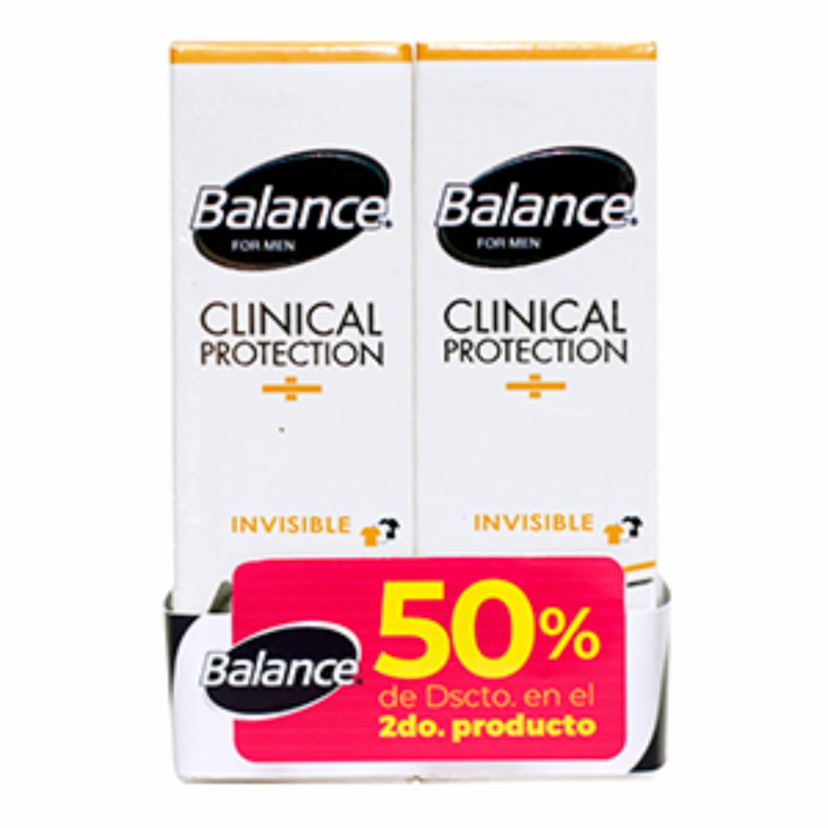 Desodorante En Roll On Clinical Invisible Men 2Do 50% Descuento BALANCE 2 X 50 ml