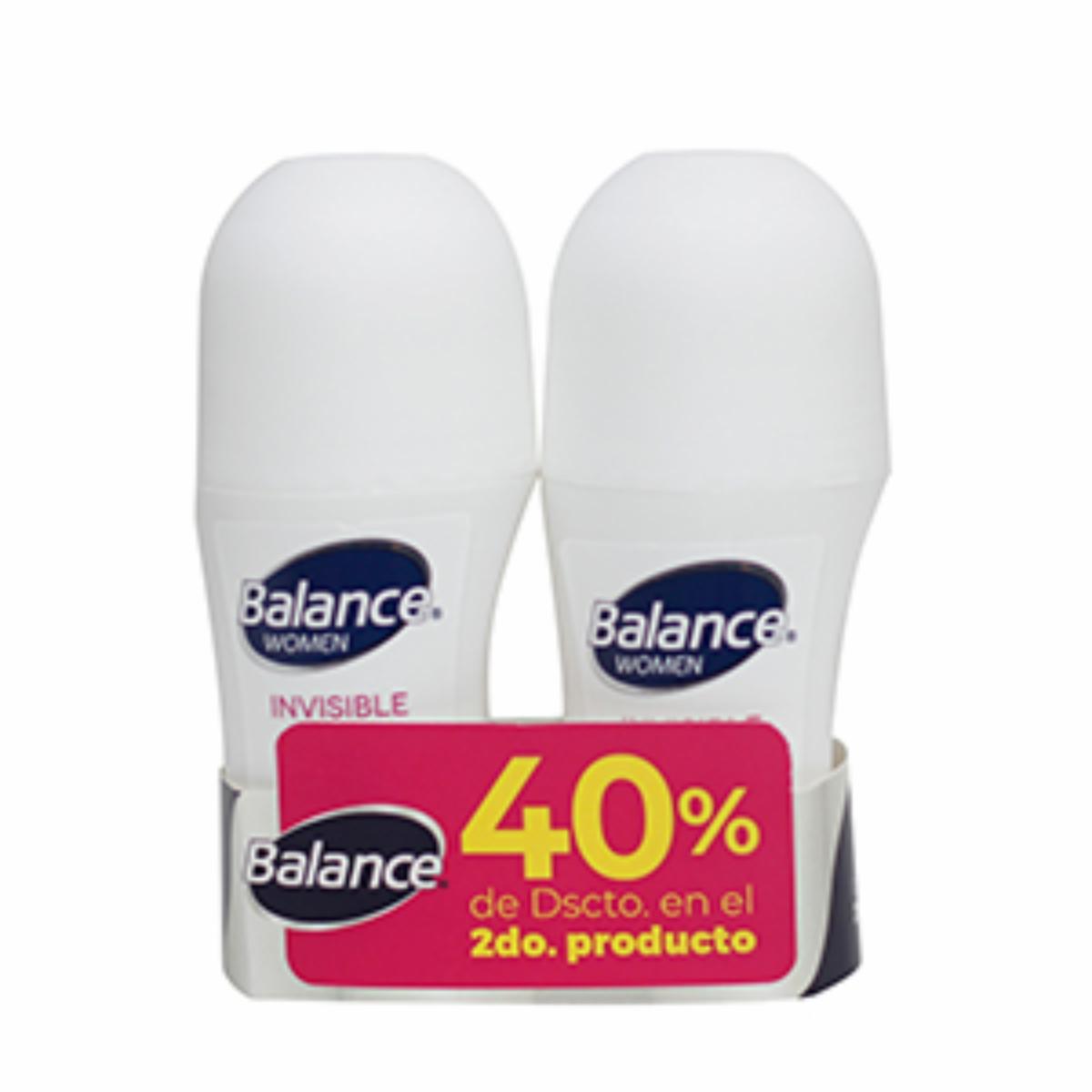 Desodorante En Roll On Invisible Women 2do 40% Descuento BALANCE 2 X 50 ml