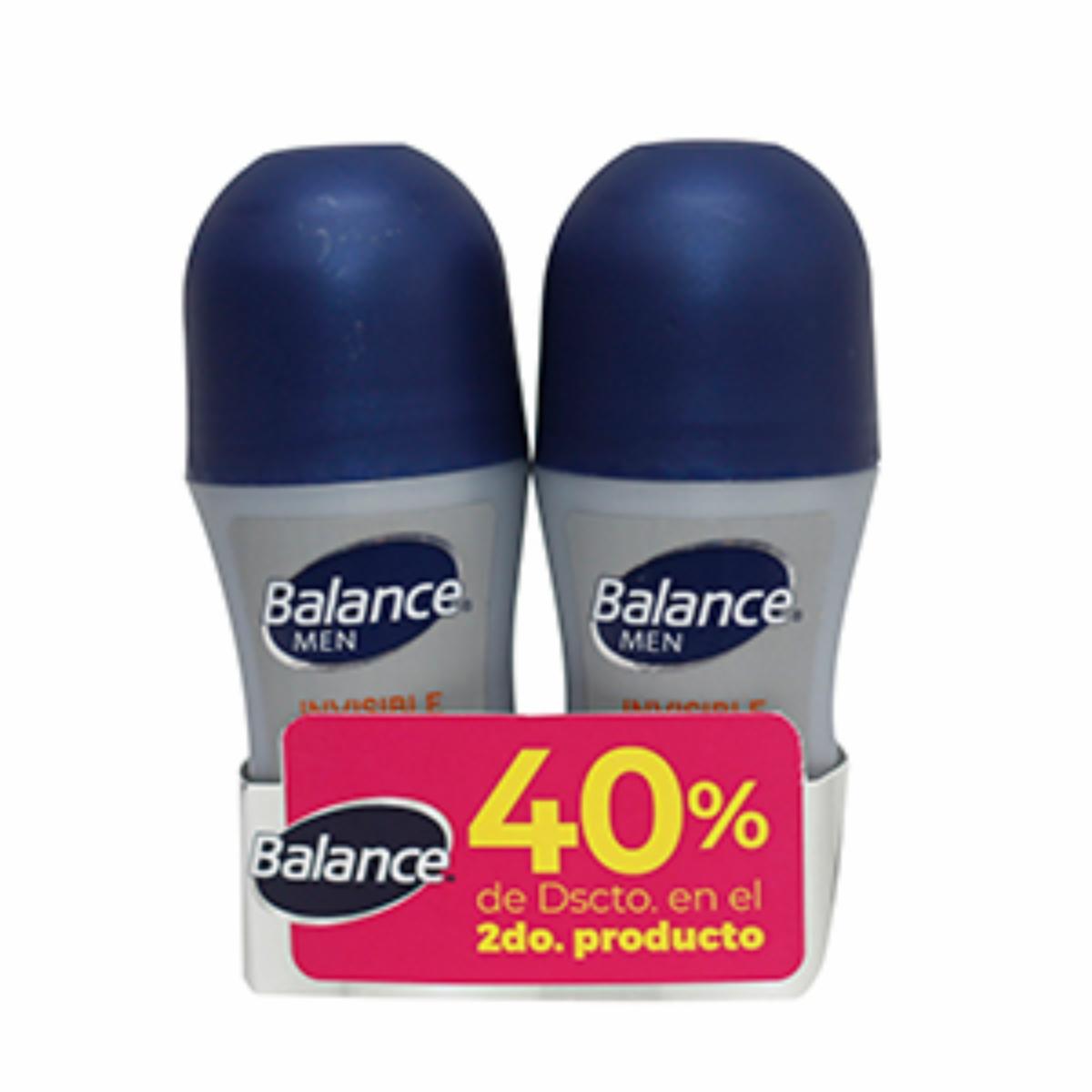 Desodorante En Roll On Para Caballero Invisible 2do 40% BALANCE 100 Ml