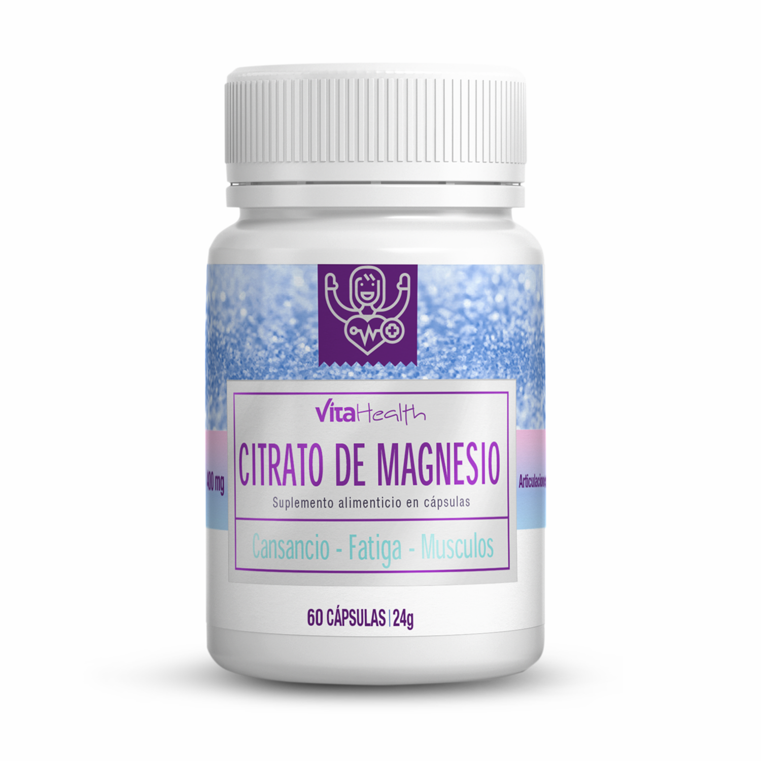 Citrato De Magnesio Para Cansancio Fatiga Músculos VITA HEALTH 60 Cásulas 24 G