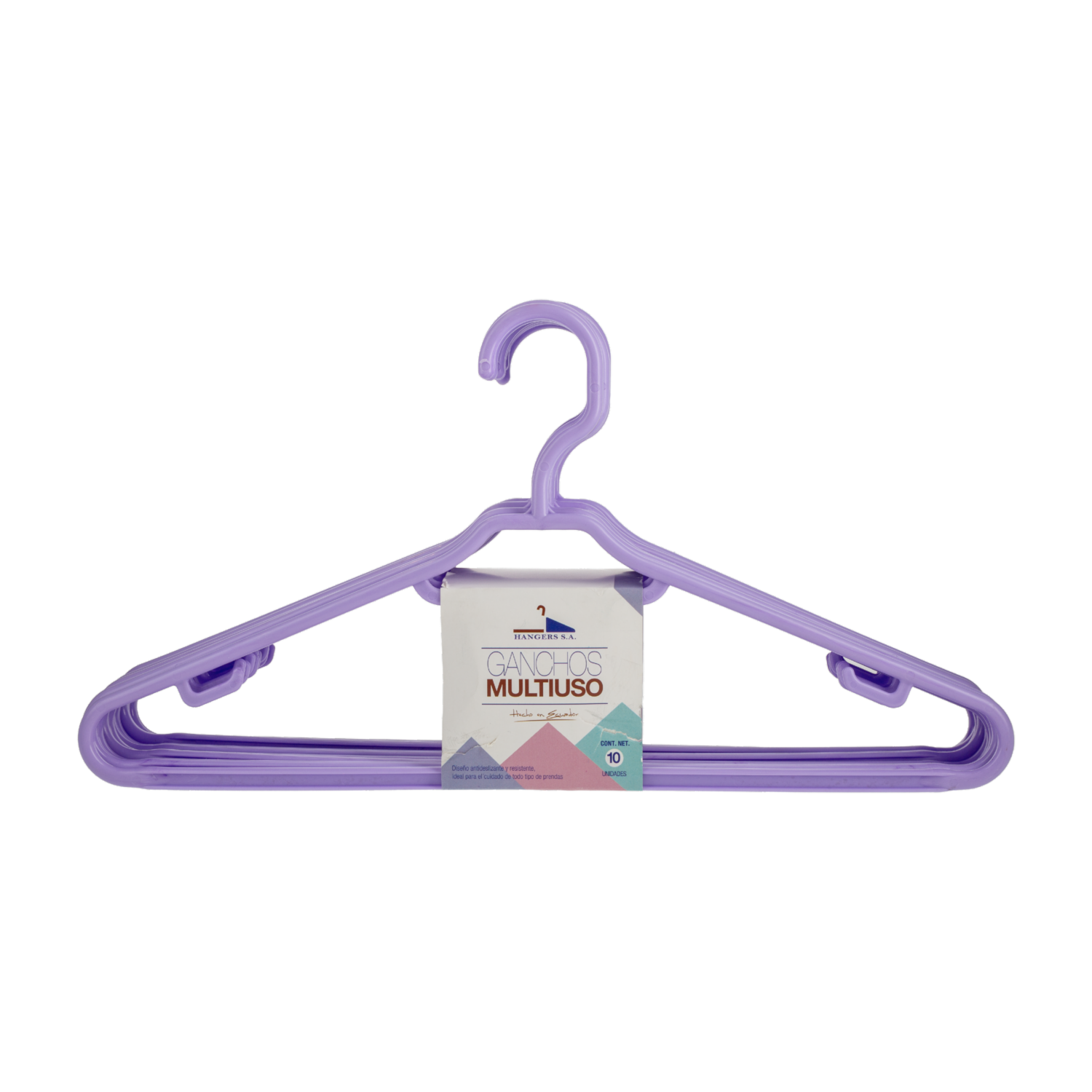 Armador Para Ropa Plástico Color Lavanda HANGERS S.A. X 10 Uds
