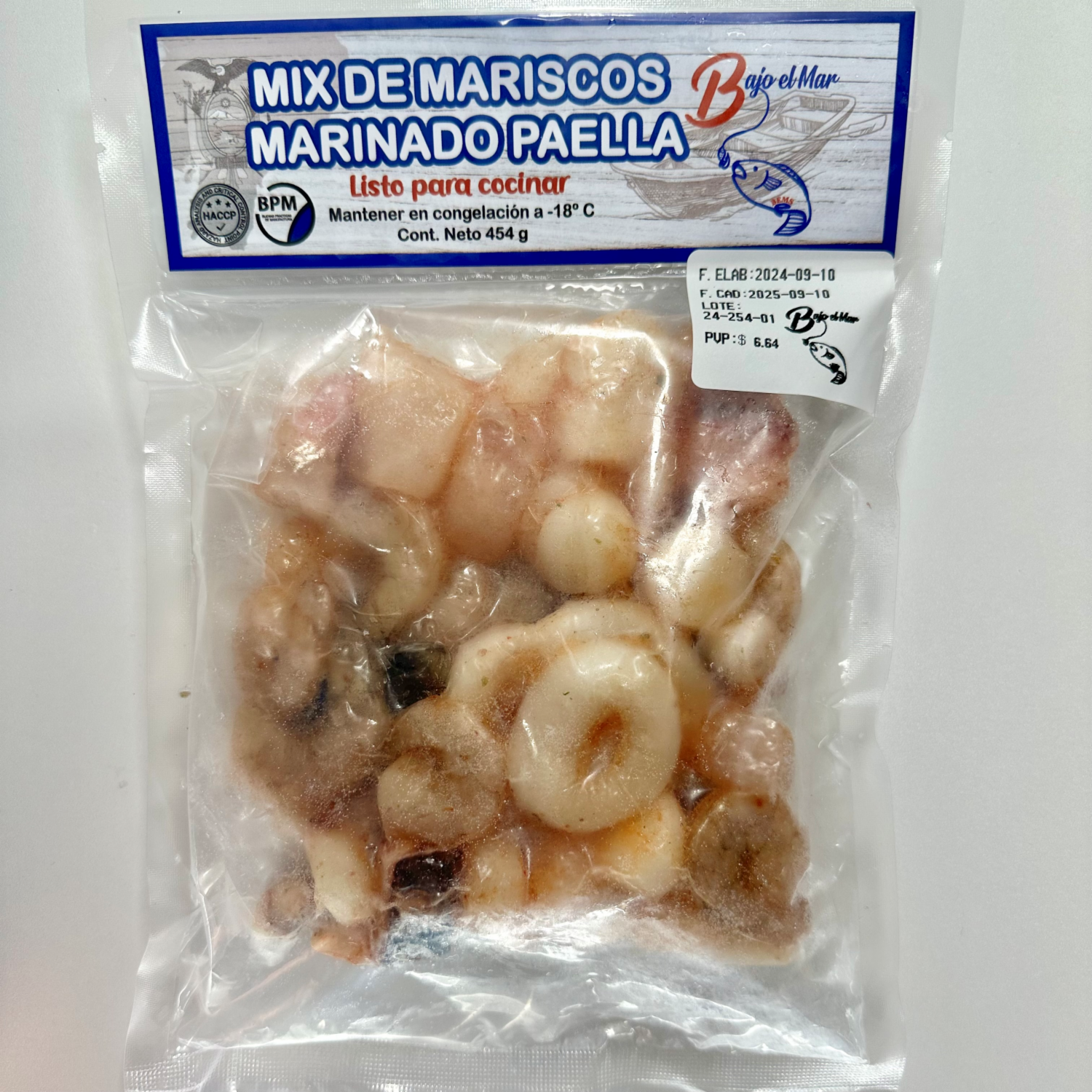 Mix De Mariscos Paella Marinada Lista Para Cocinar BAJO EL MAR 454 G